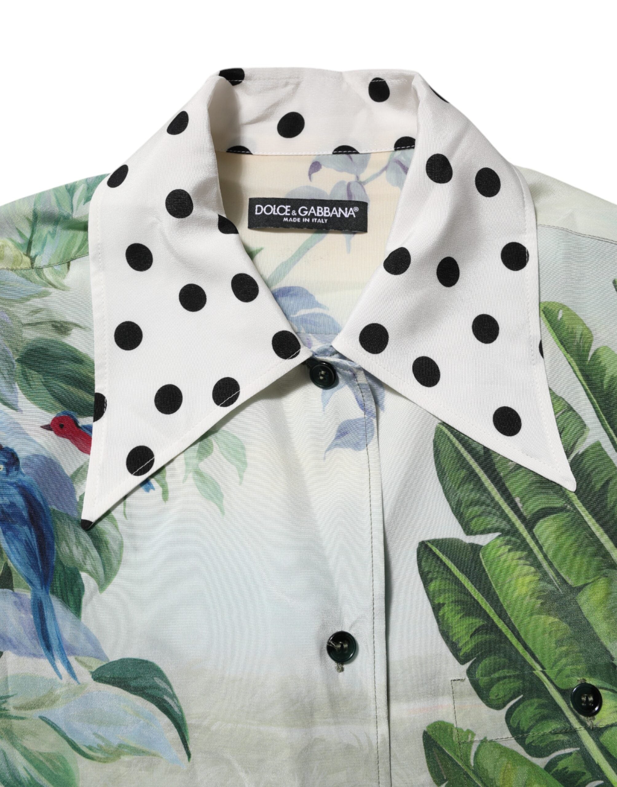 Dolce & Gabbana Multicolor Printed Silk Collared Shirt Women's Top