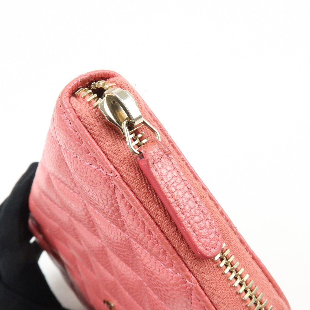 Chanel Zip Around Organizer Quilted Caviar Pink Leather Wallets Accessory (Pre-Owned)