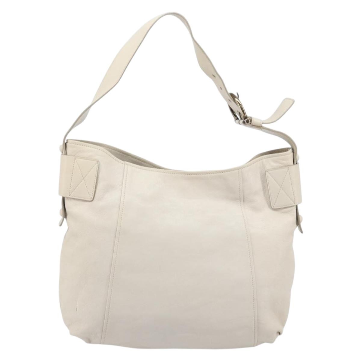 Salvatore Ferragamo Vintage Gancini Hobo Leather White Leather Shoulder Bag Bag (Pre-Owned)