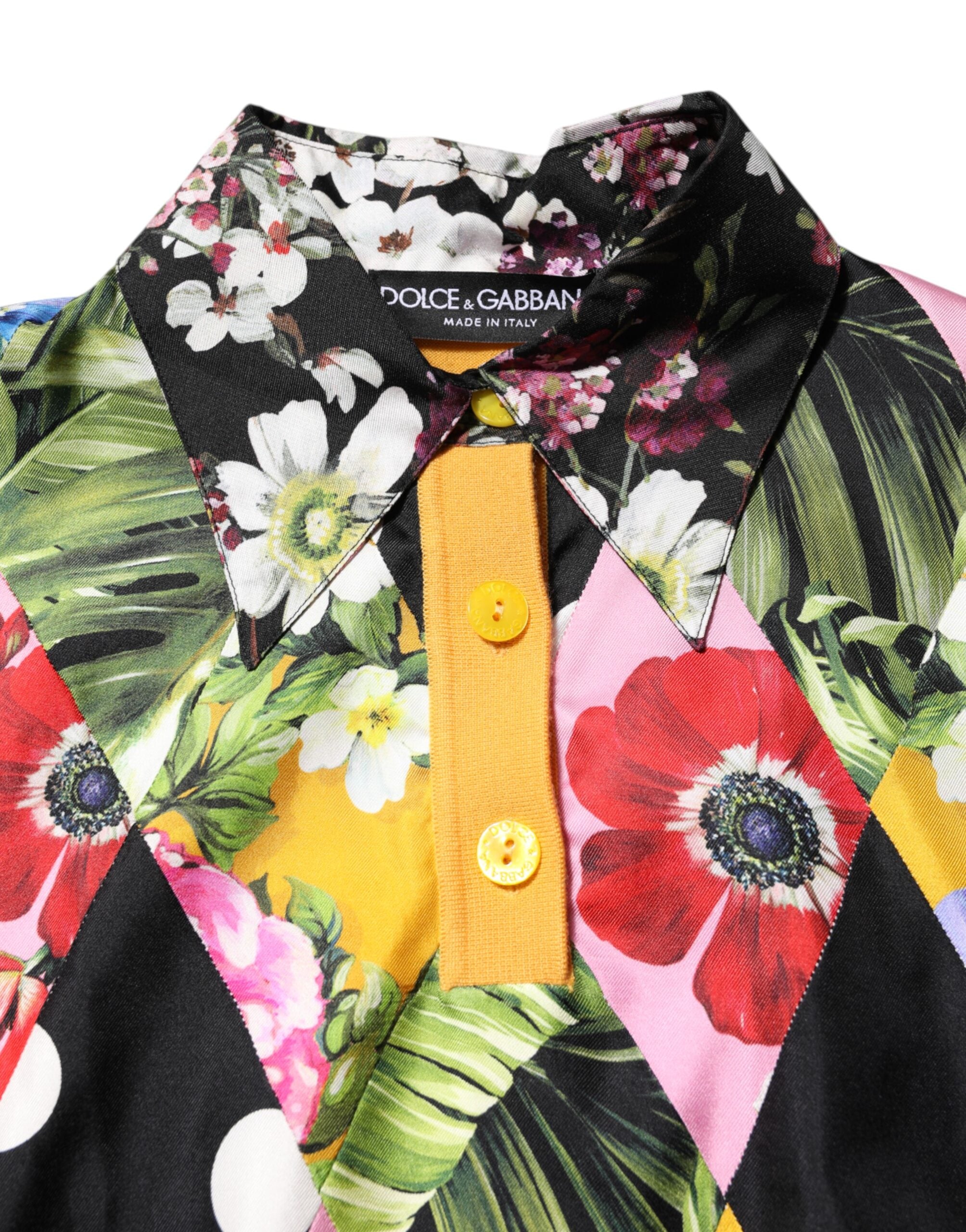 Dolce & Gabbana Multicolor Floral Long Sleeves Polo Women's Top