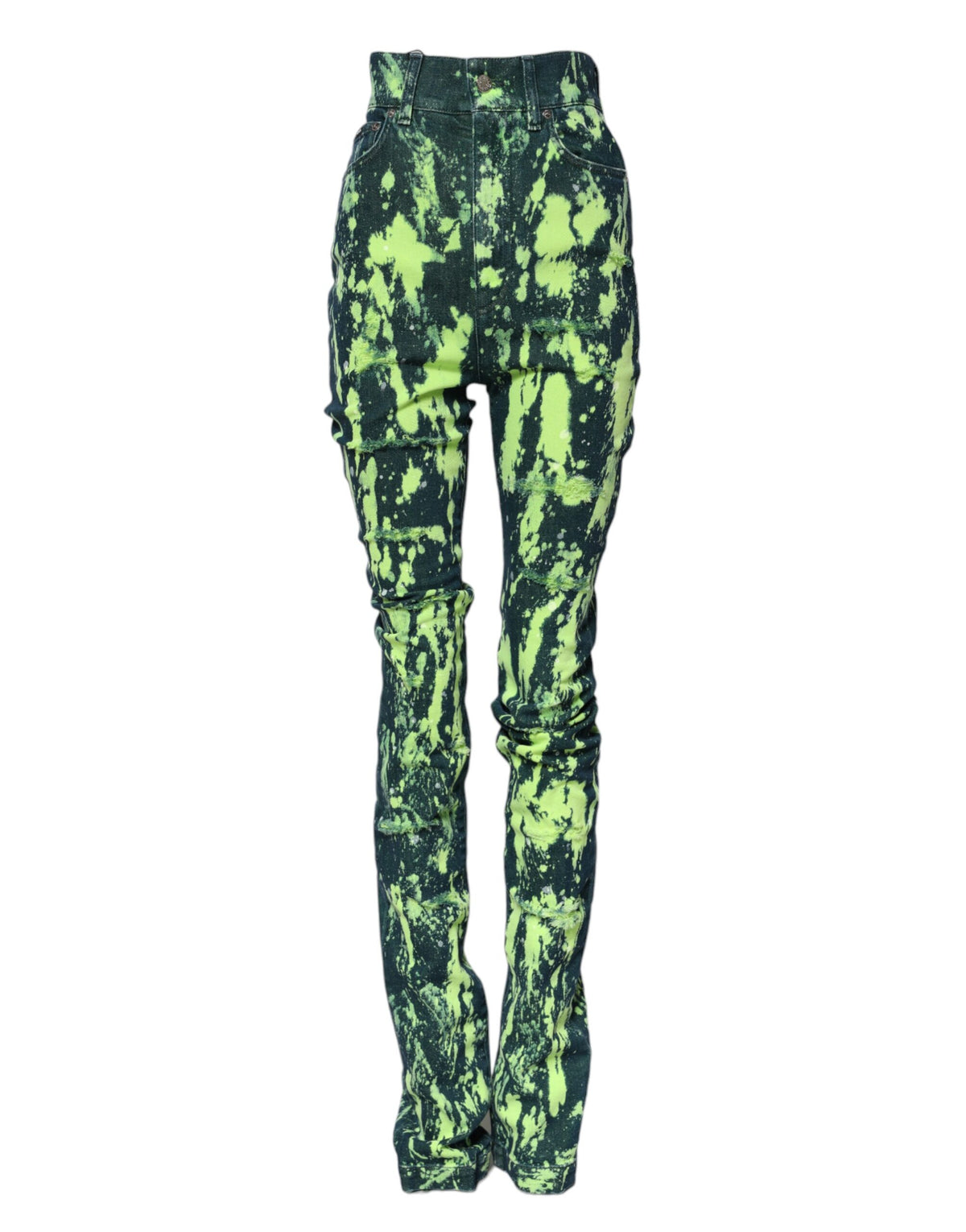 Dolce & Gabbana Green Color Splash High Waist Denim Women's Jeans
