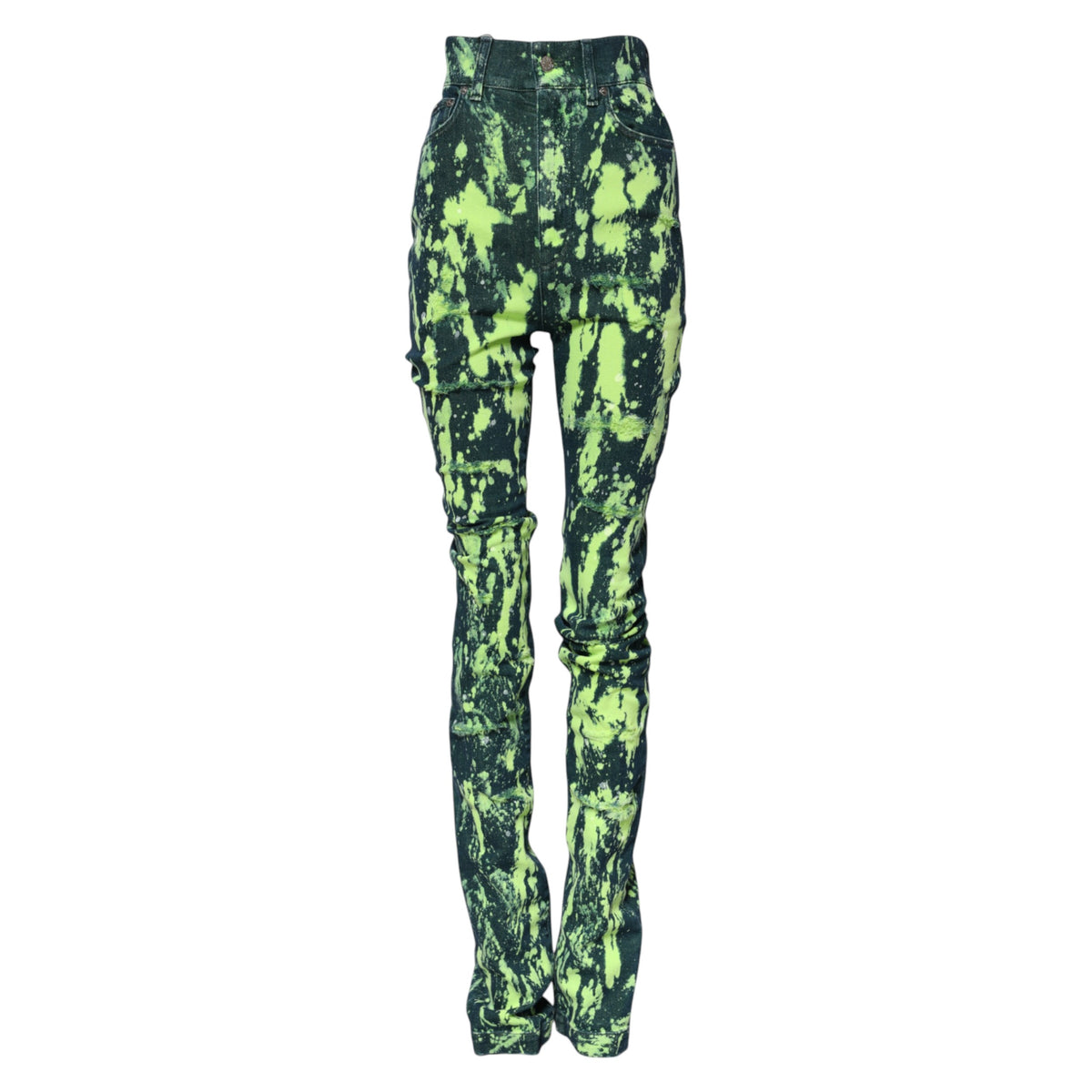 Dolce & Gabbana Green Color Splash High Waist Denim Women's Jeans