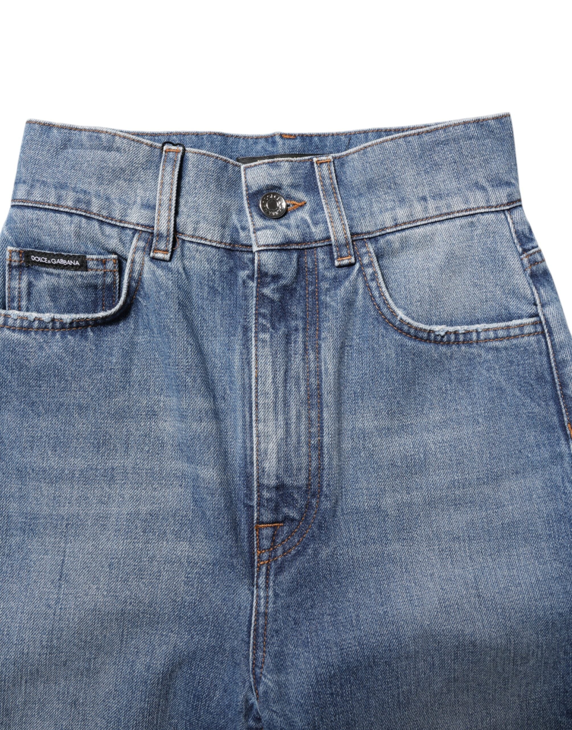 Dolce & Gabbana Blue Washed Skinny High Waist Denim Women's Jeans