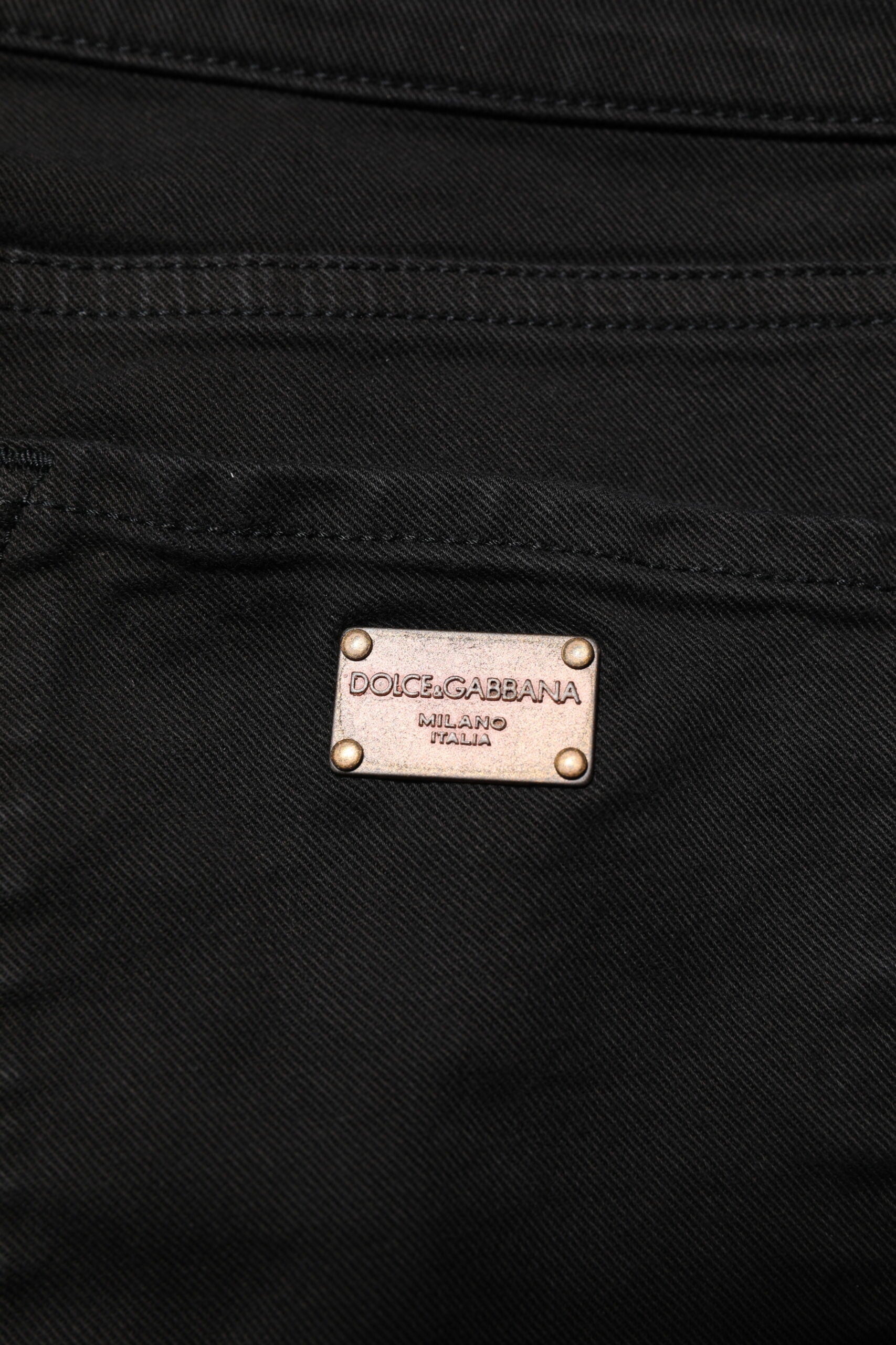 Dolce & Gabbana Black Cotton Logo Skinny Mid Waist Denim Women's Jeans