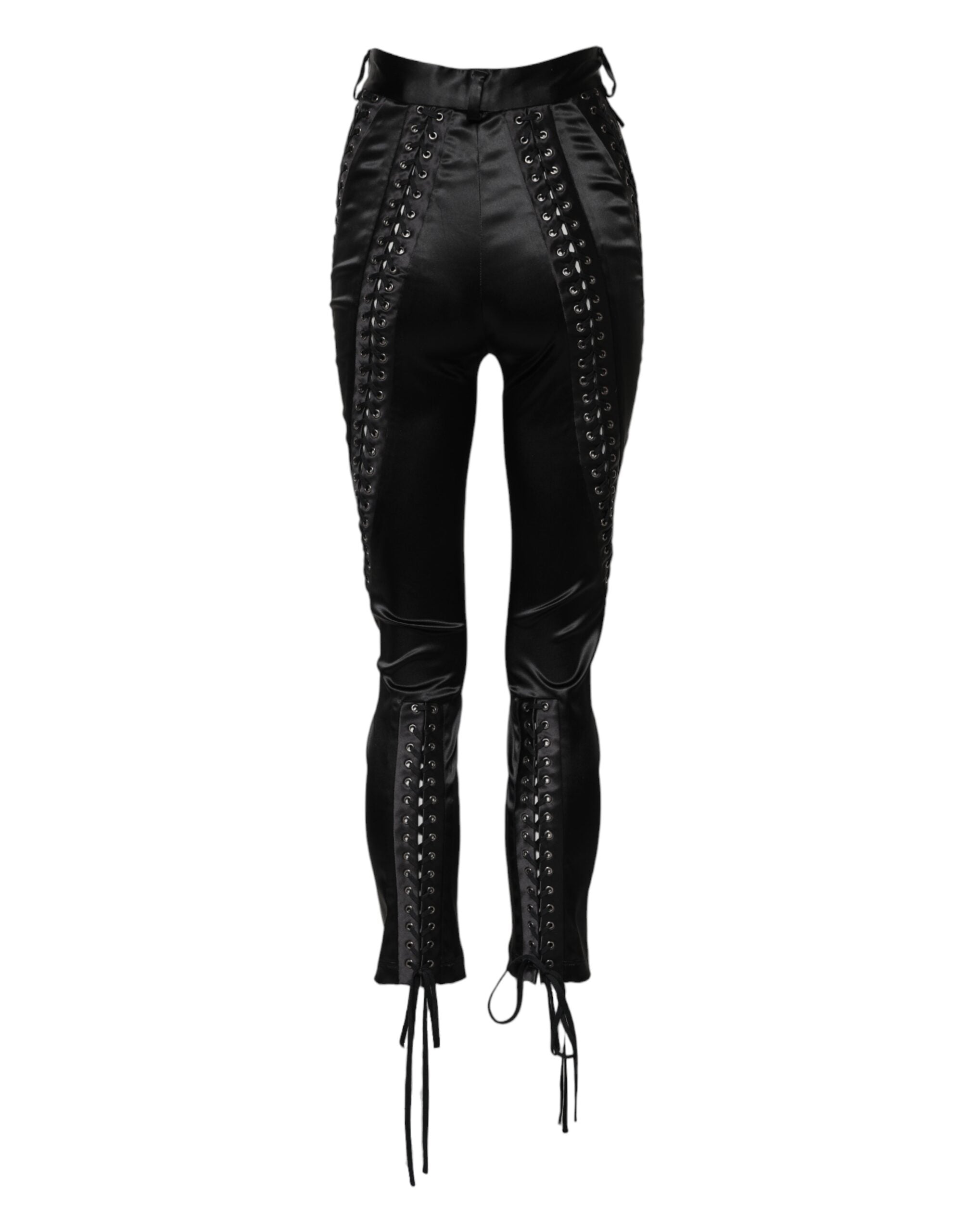 Dolce & Gabbana Black Lace Details High Waist Skinny Women's Pants