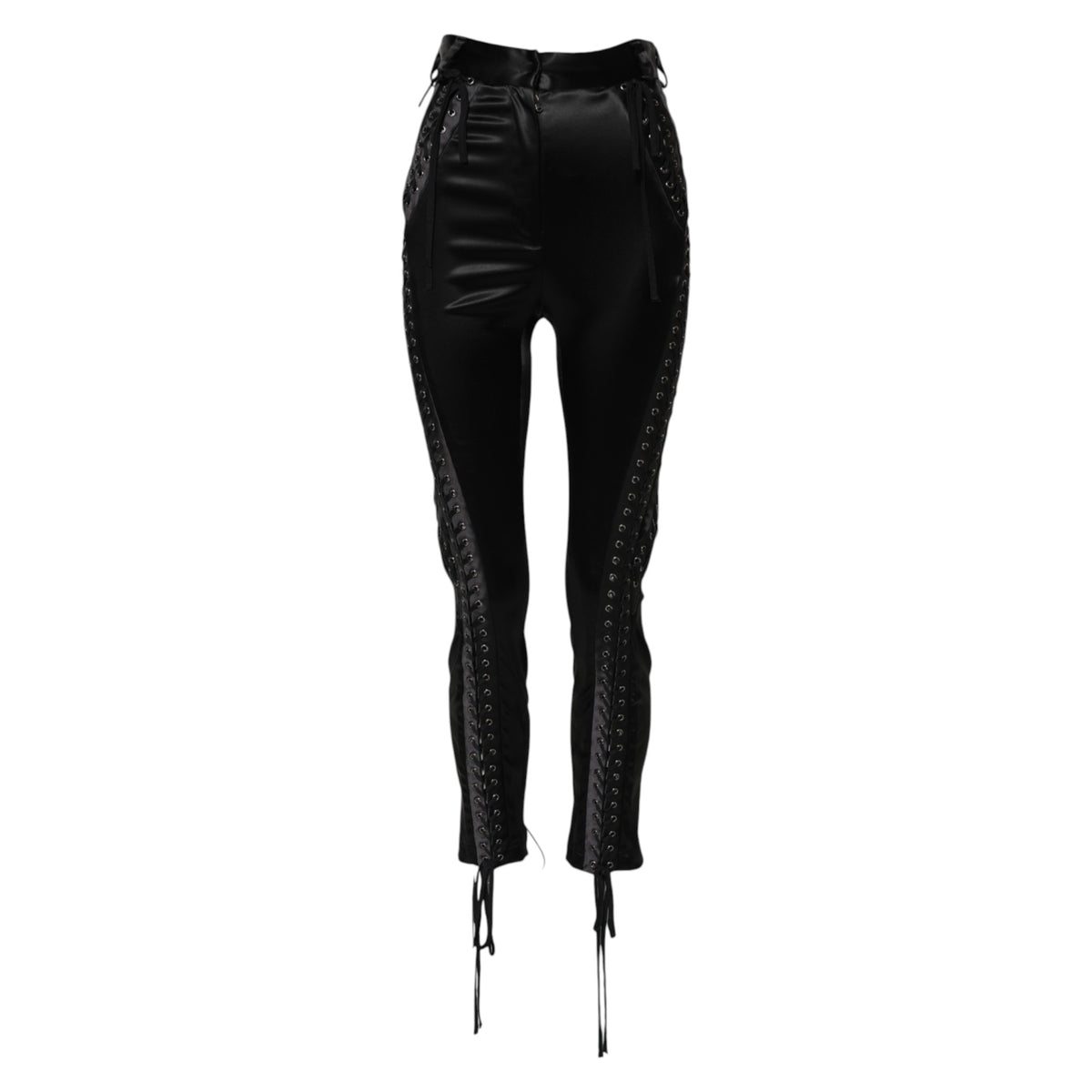Dolce & Gabbana Black Lace Details High Waist Skinny Women's Pants