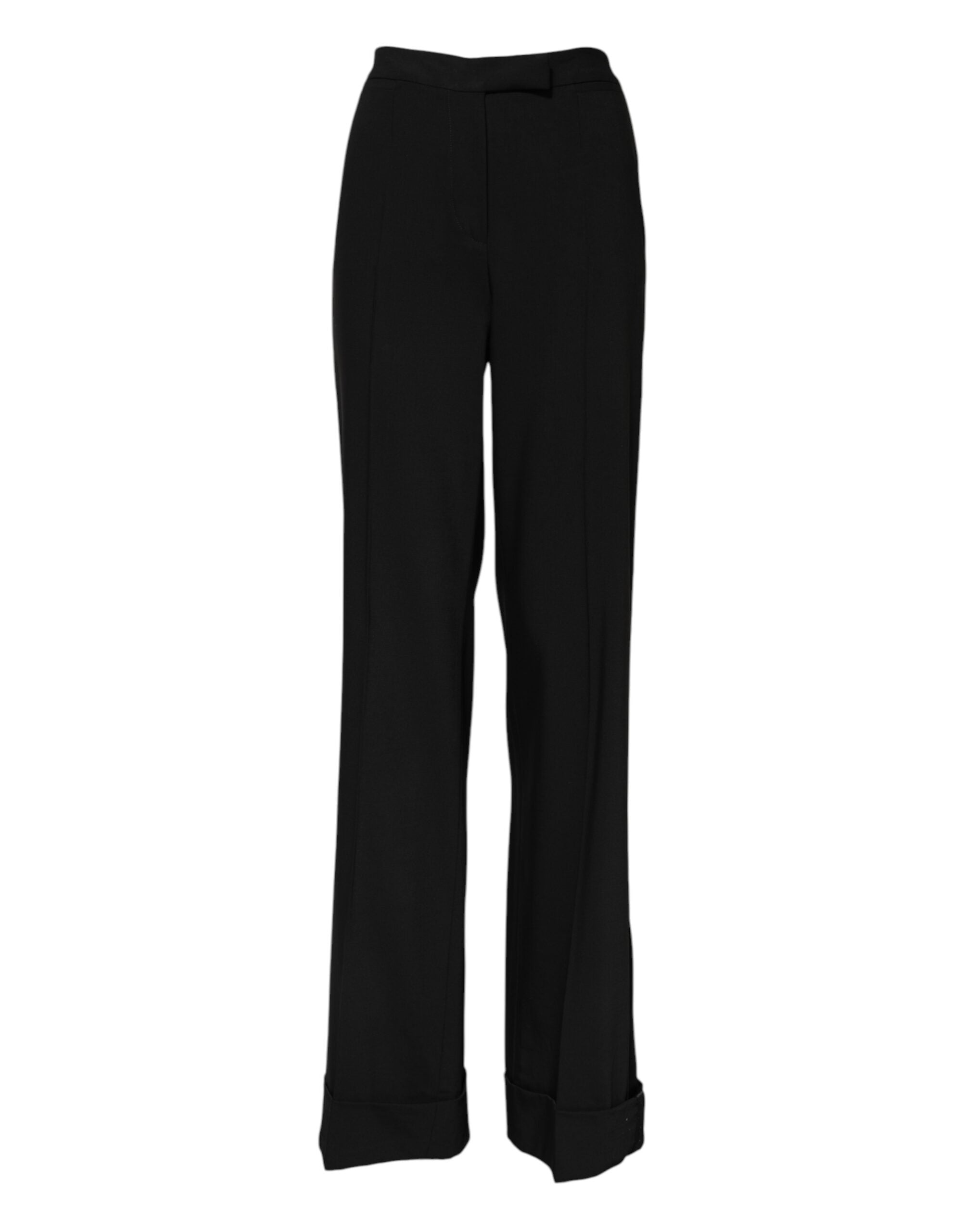 Dolce & Gabbana Black Wool High Waist Flared Women's Pants