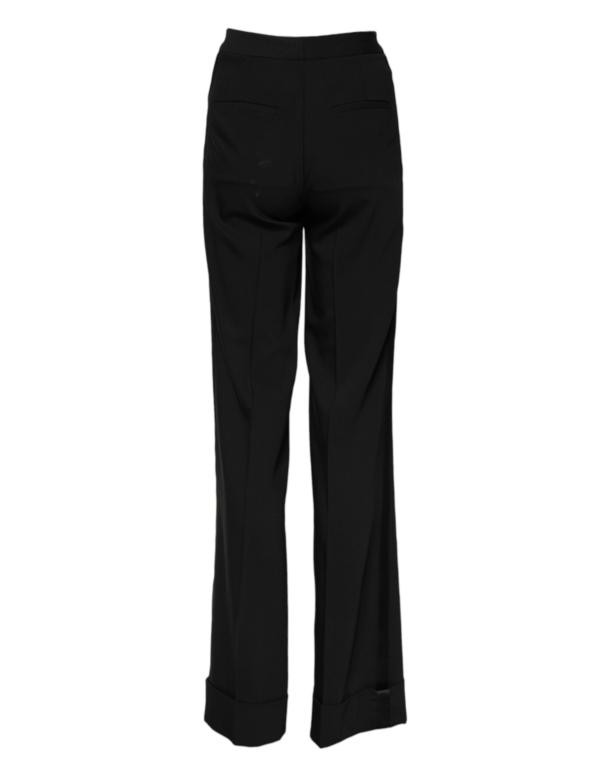 Dolce & Gabbana Black Wool High Waist Flared Women's Pants