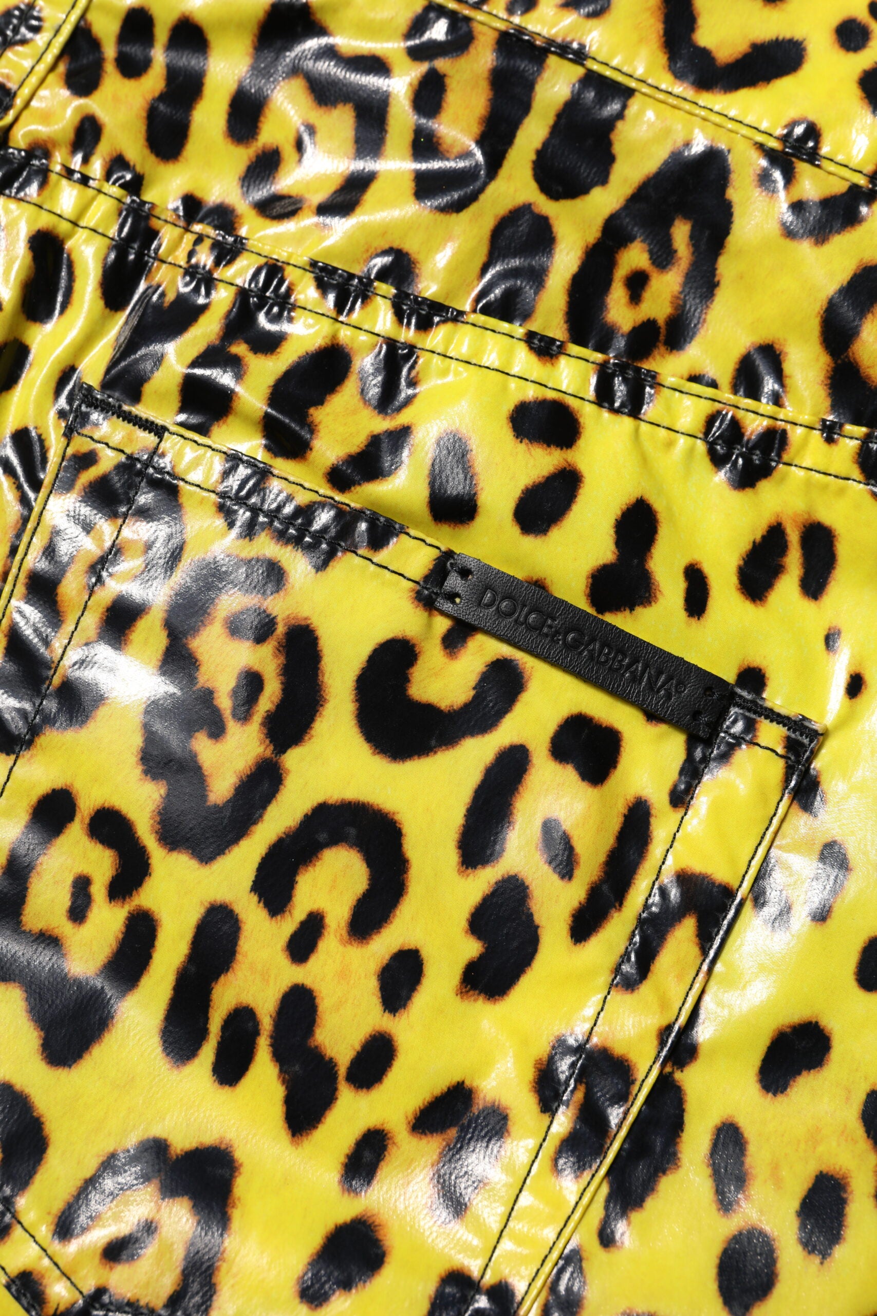 Dolce & Gabbana Yellow Leopard High Waist Slim Women's Pants (Pre-Owned)