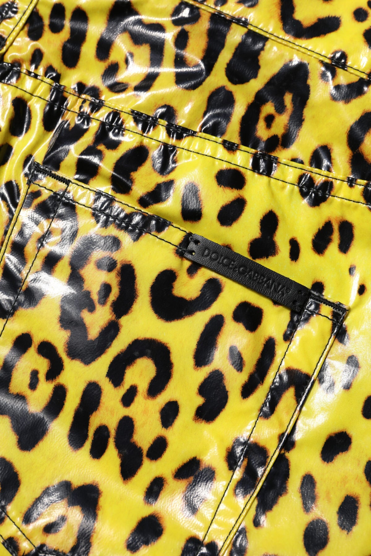 Dolce & Gabbana Yellow Leopard High Waist Slim Women's Pants (Pre-Owned)