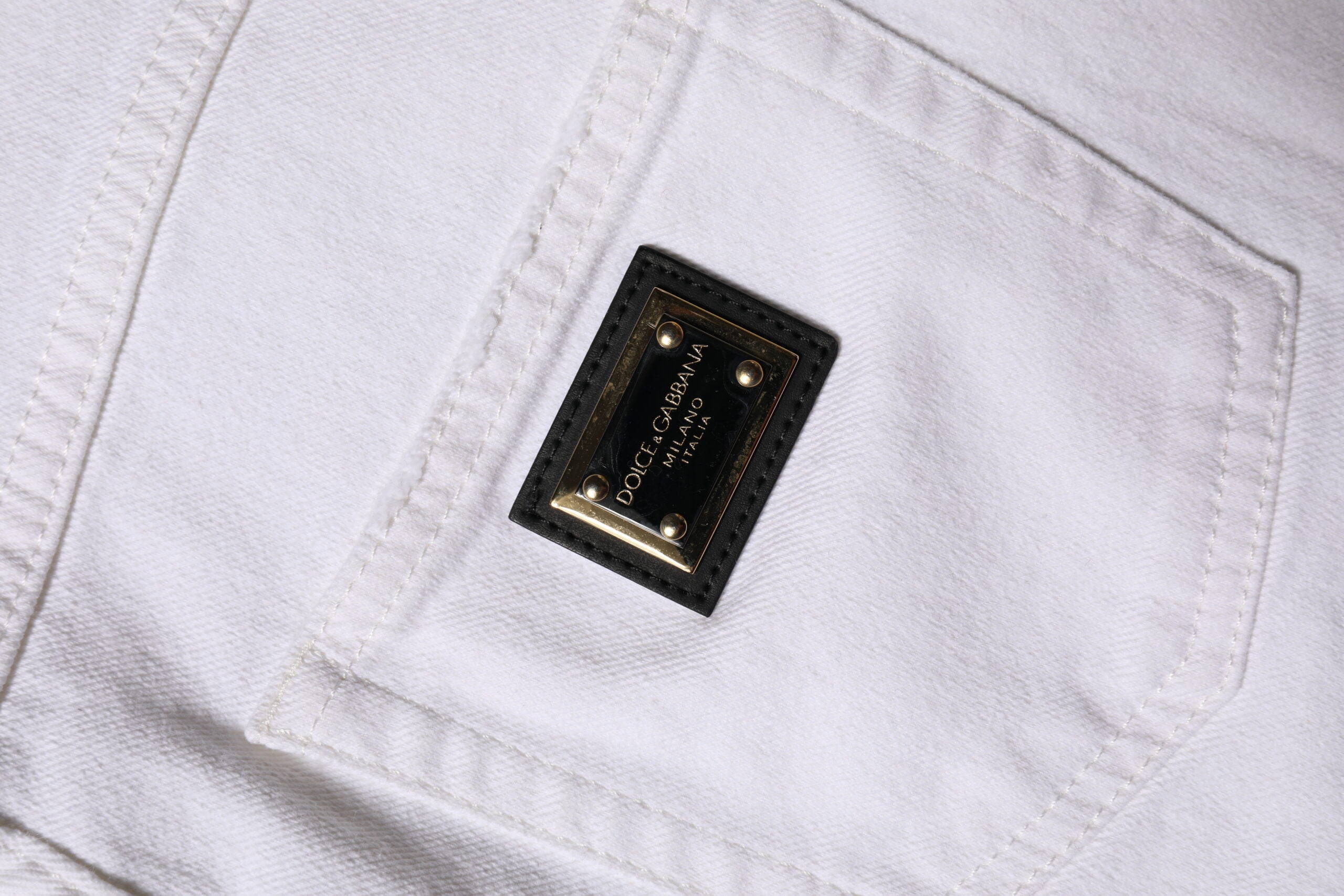 Dolce & Gabbana White Cotton High Waist Straight Denim Women's Jeans (Pre-Owned)