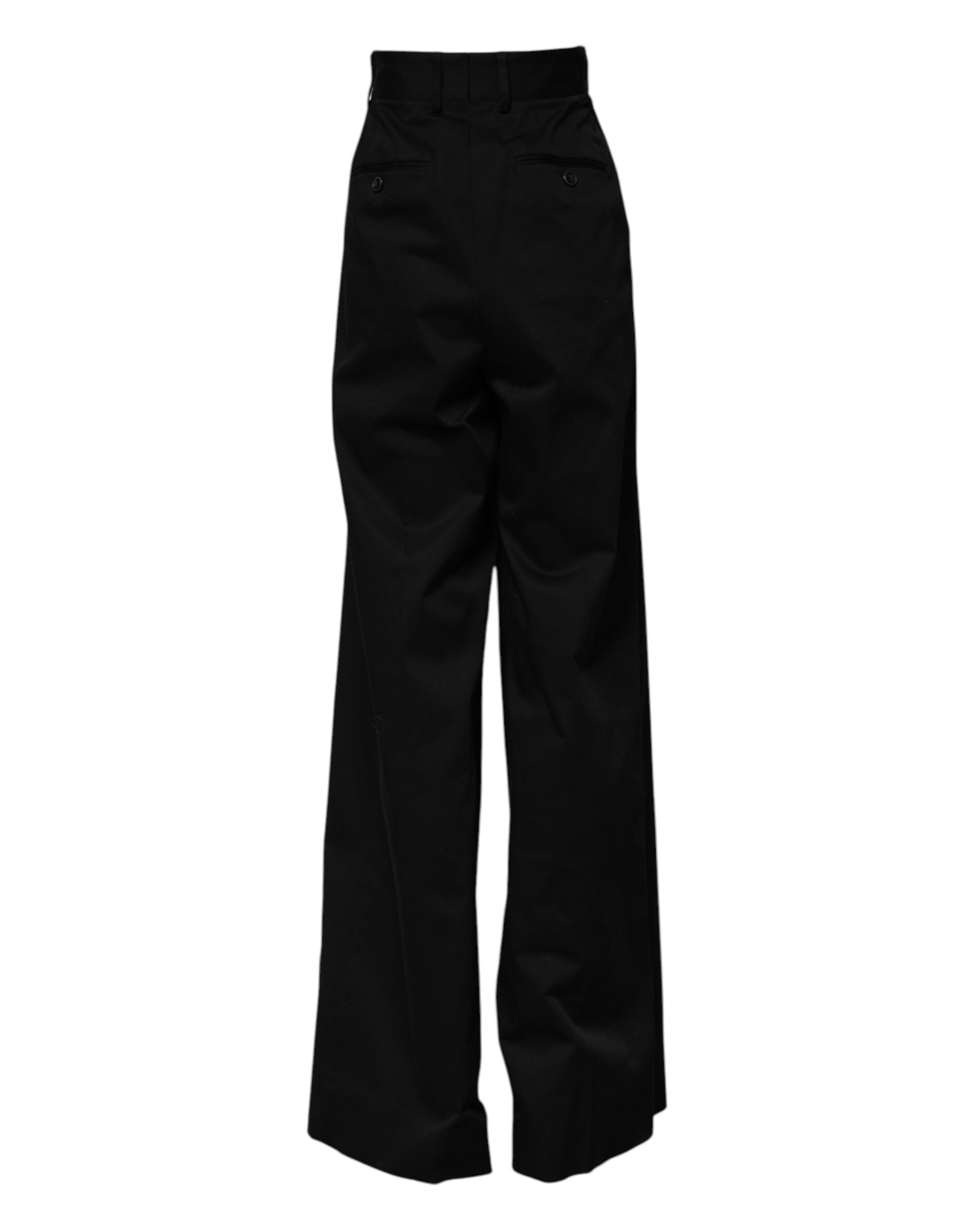 Dolce & Gabbana Black Cotton HighWaist Wide Leg Women's Pants