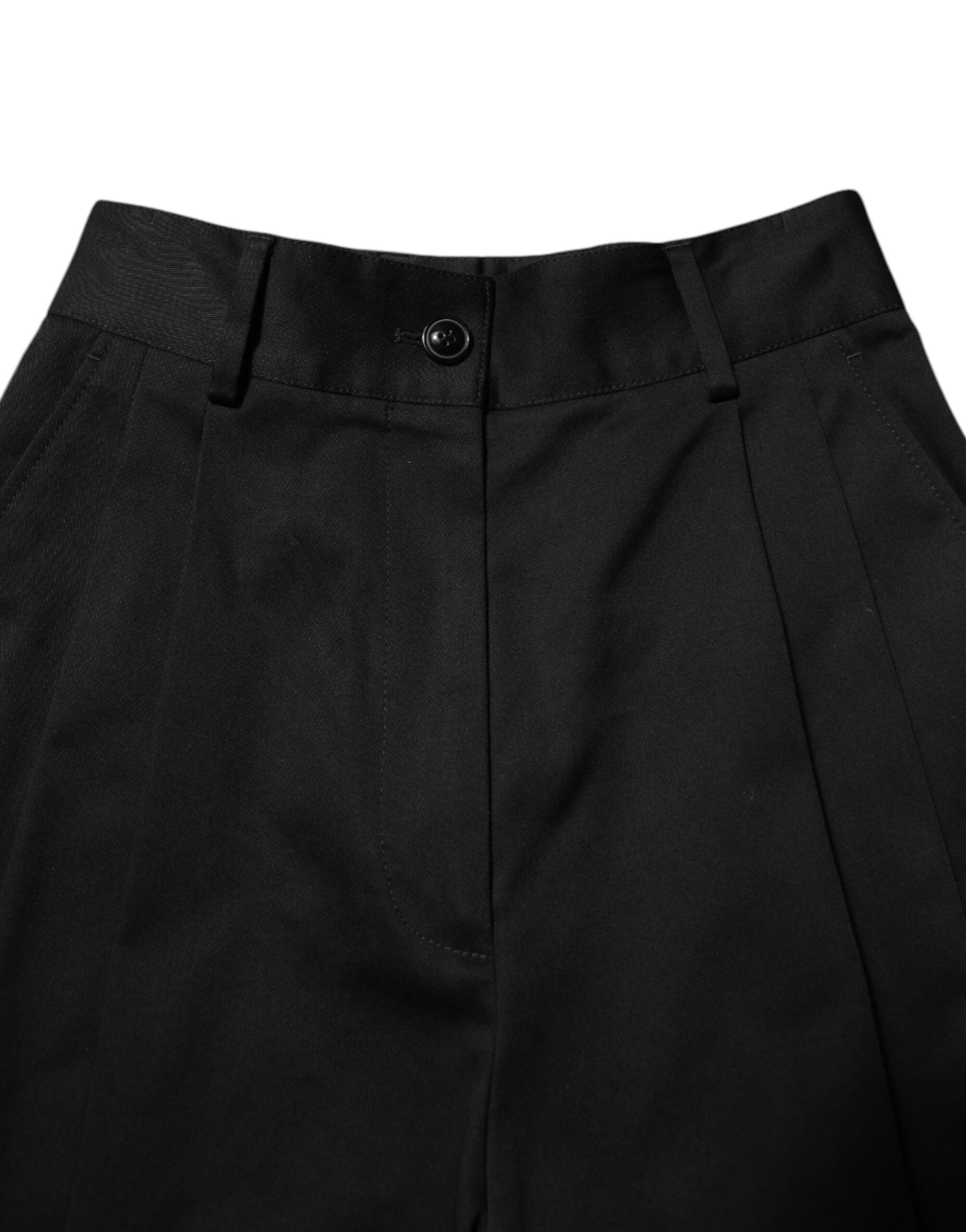 Dolce & Gabbana Black Cotton HighWaist Wide Leg Women's Pants