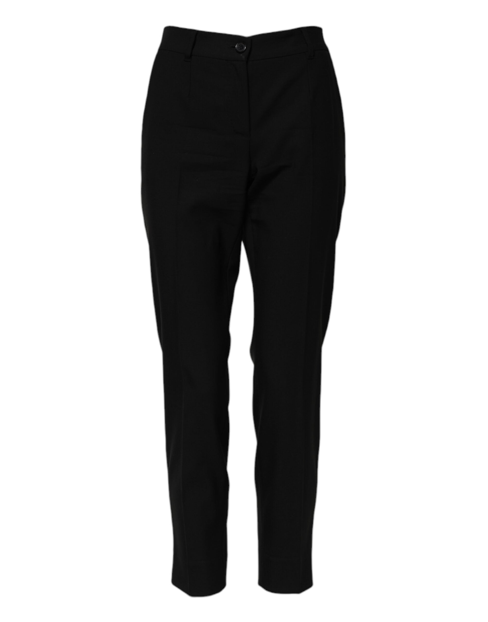 Dolce & Gabbana Black Wool High Waist Tapered Women's Pants