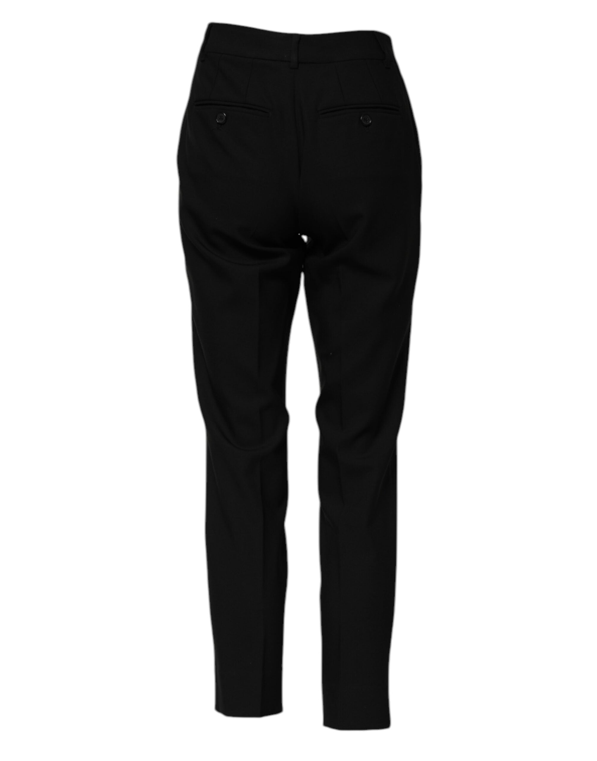 Dolce & Gabbana Black Wool High Waist Tapered Women's Pants