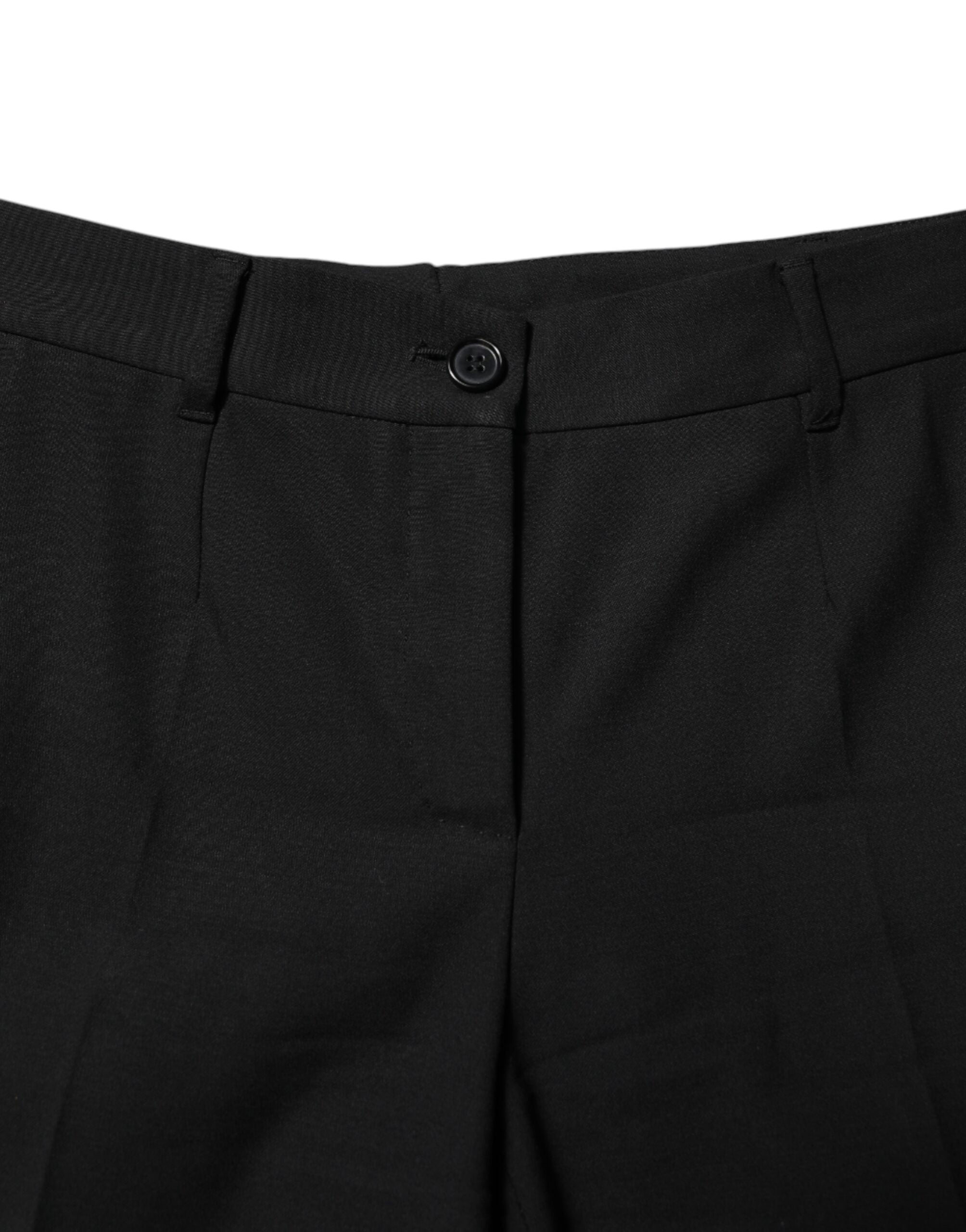Dolce & Gabbana Black Wool High Waist Tapered Women's Pants