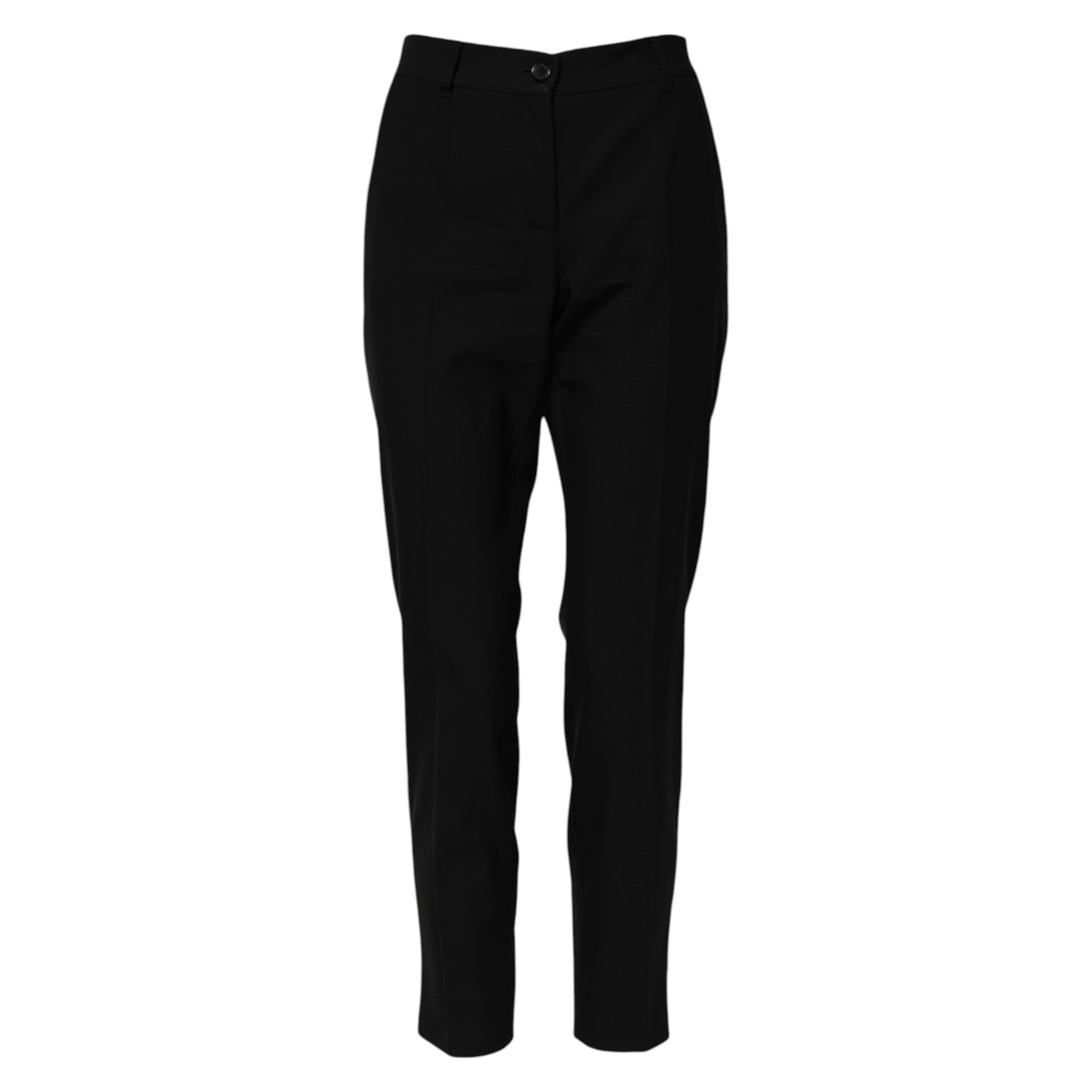 Dolce & Gabbana Black Wool High Waist Tapered Women's Pants