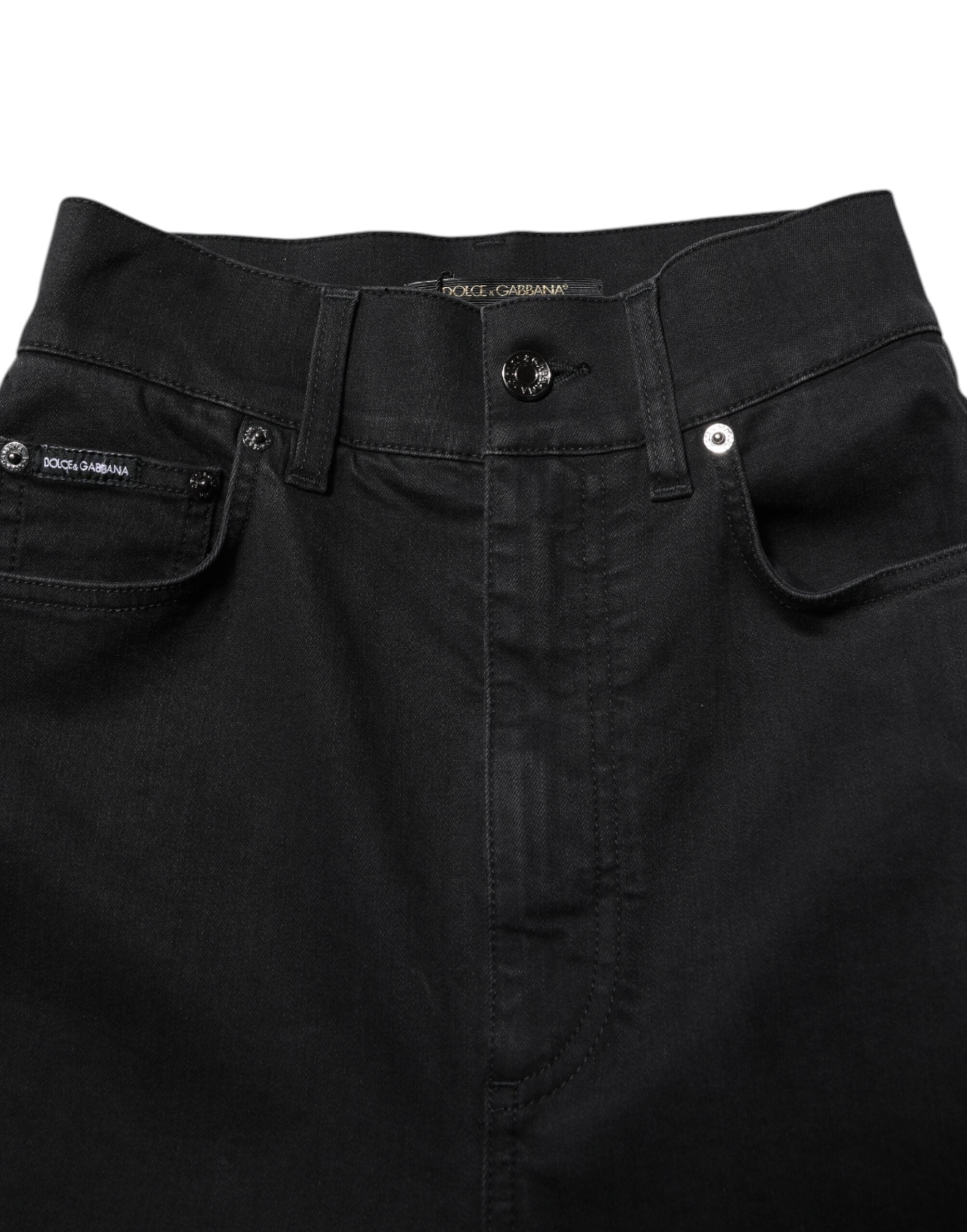 Dolce & Gabbana Black Cotton High Waist Skinny Denim Women's Jeans