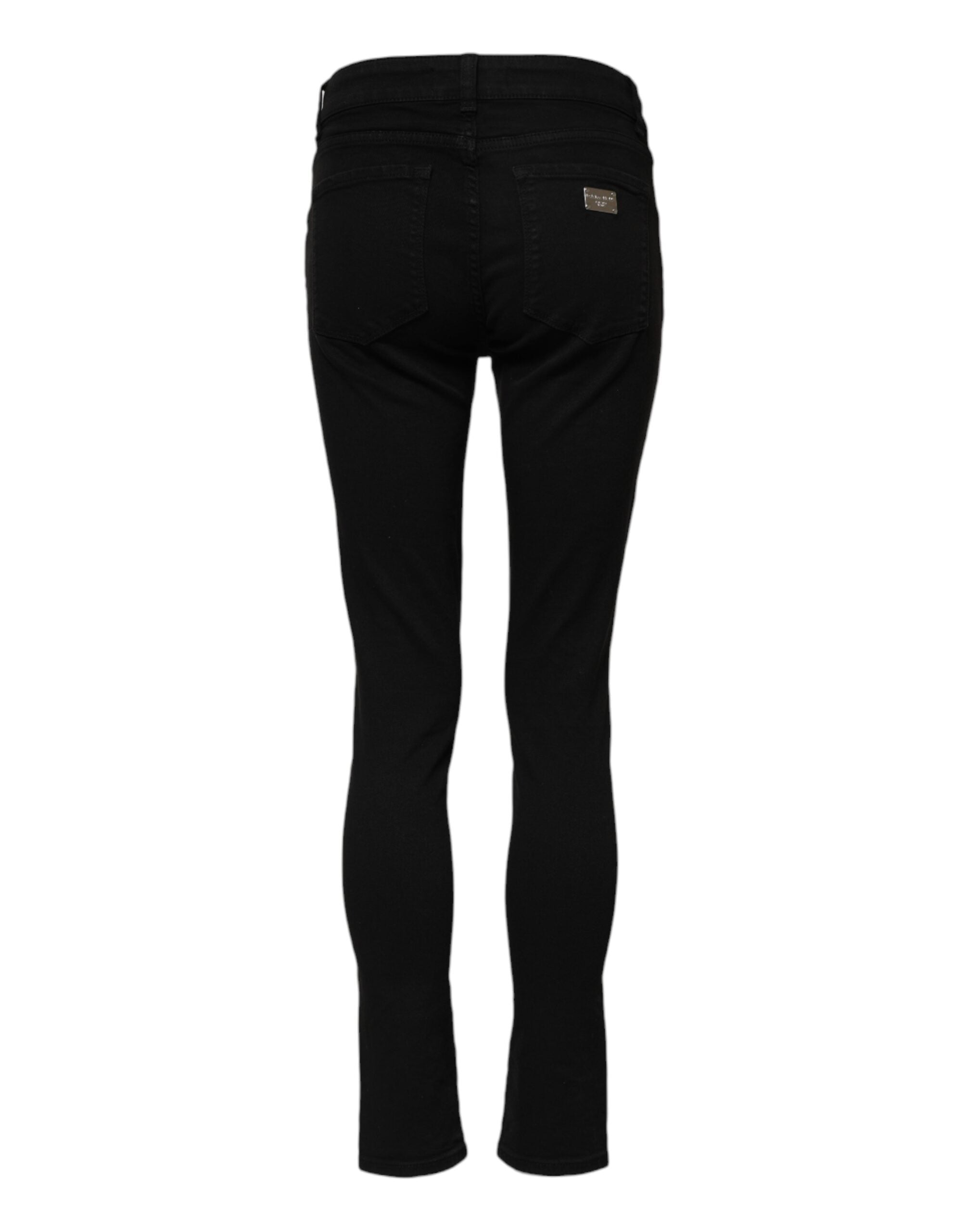 Dolce & Gabbana Black Cotton Skinny Mid Waist Denim Women's Jeans