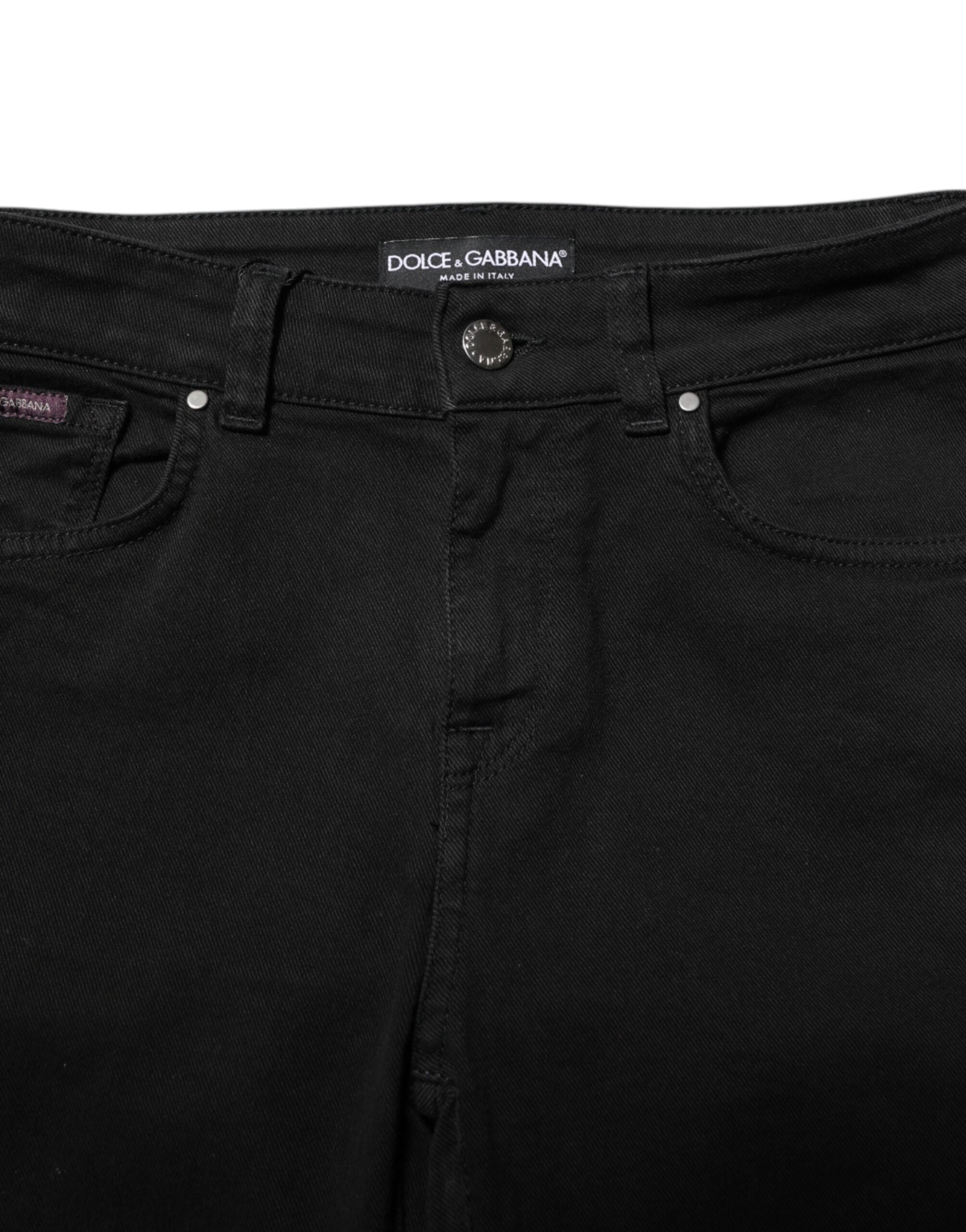 Dolce & Gabbana Black Cotton Skinny Mid Waist Denim Women's Jeans