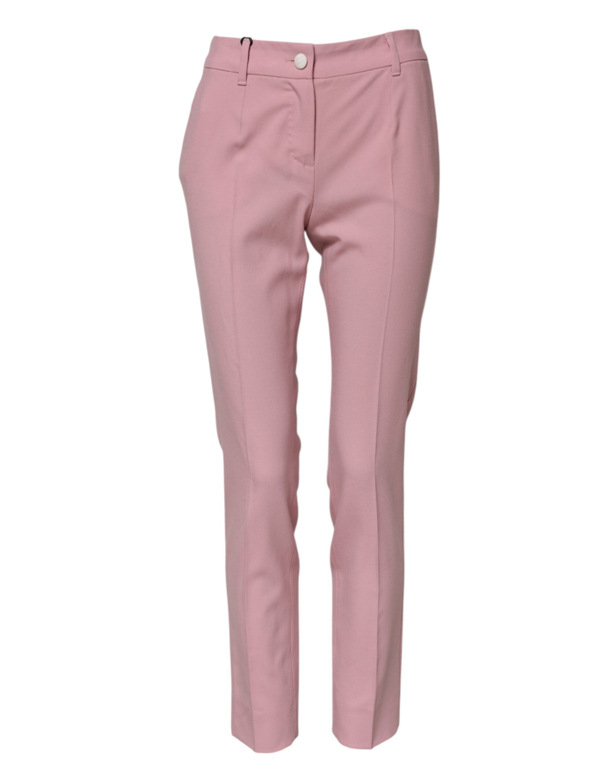 Dolce & Gabbana Pink Wool High Waist Tapered Women's Pants