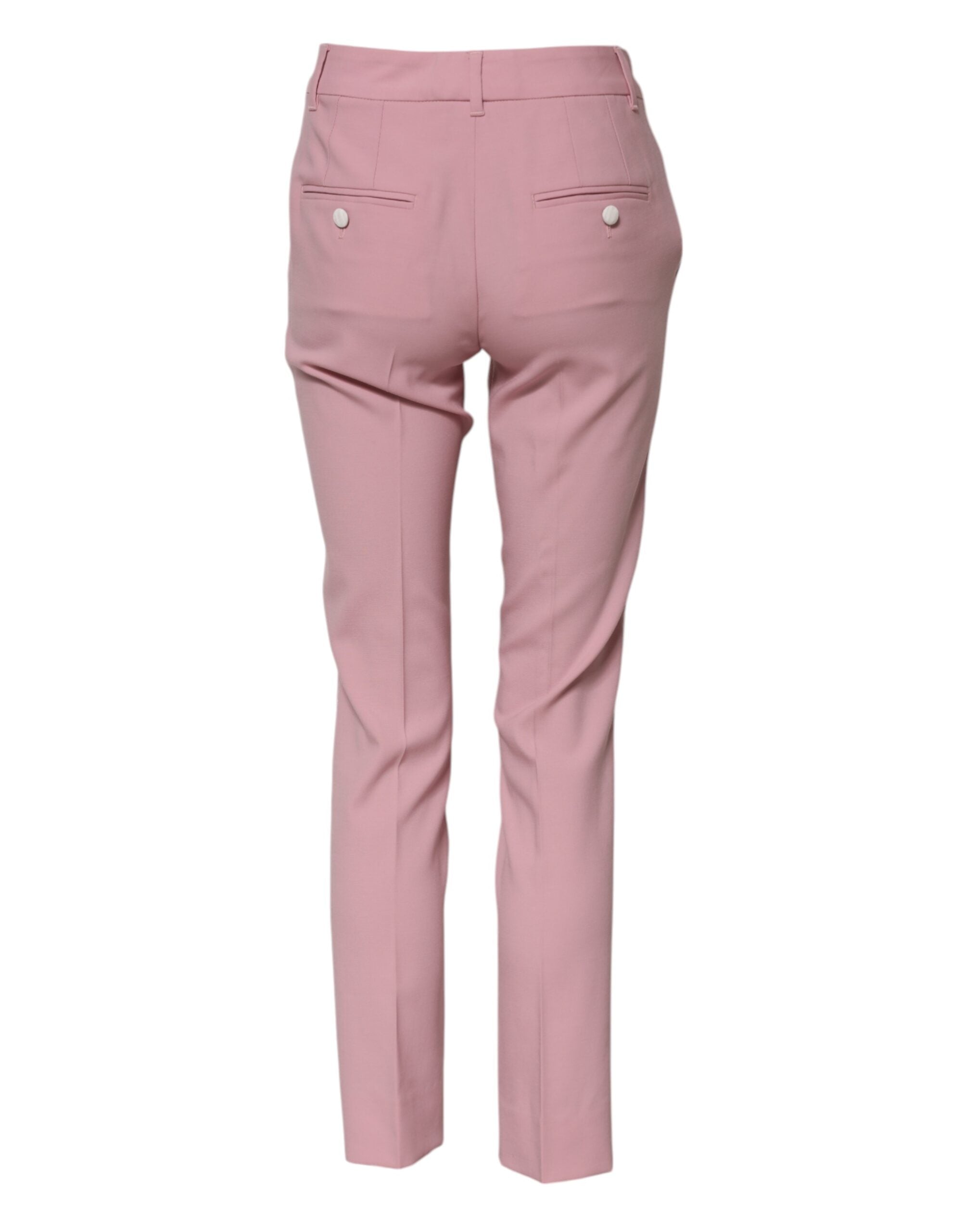 Dolce & Gabbana Pink Wool High Waist Tapered Women's Pants