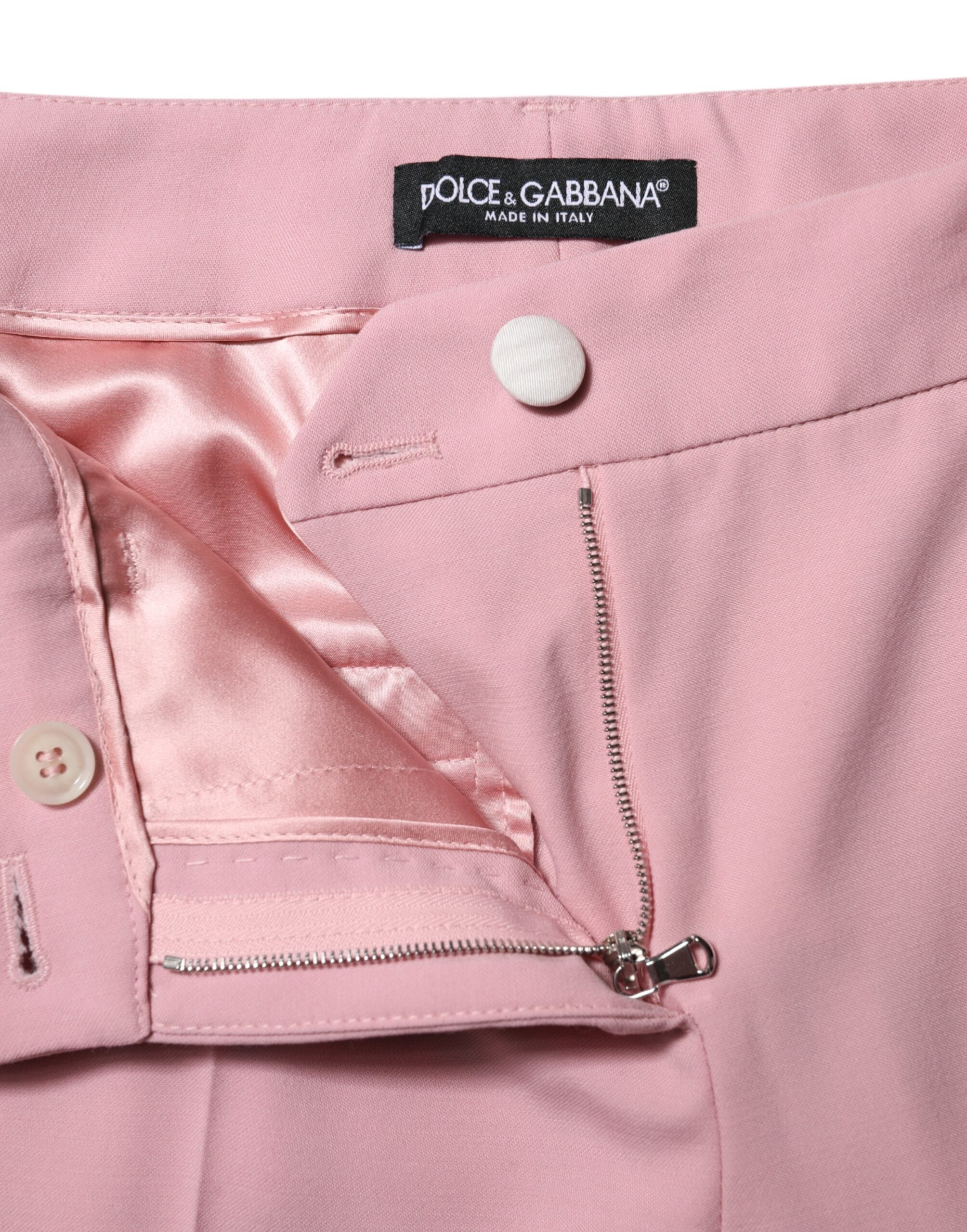 Dolce & Gabbana Pink Wool High Waist Tapered Women's Pants
