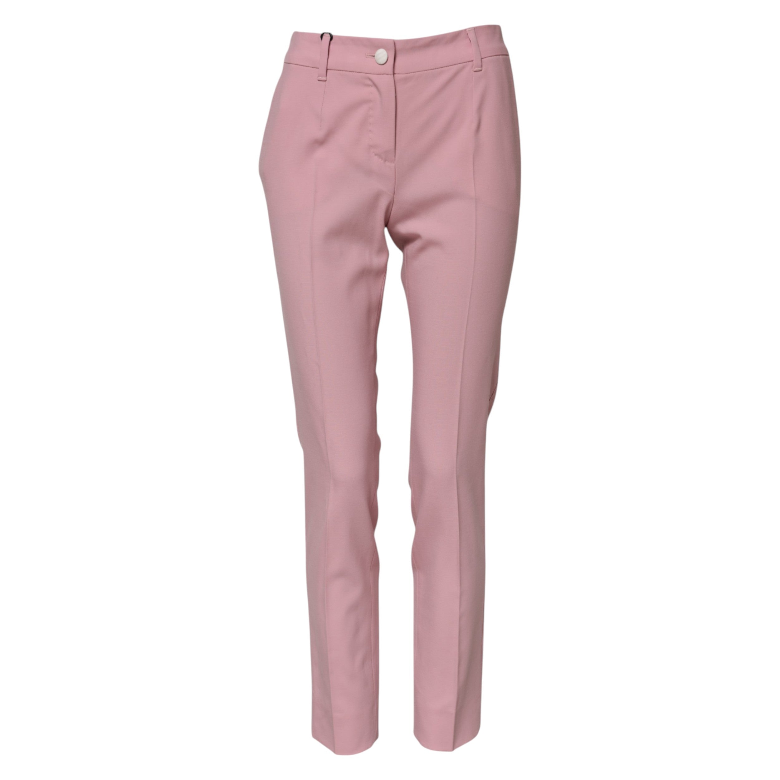 Dolce & Gabbana Pink Wool High Waist Tapered Women's Pants