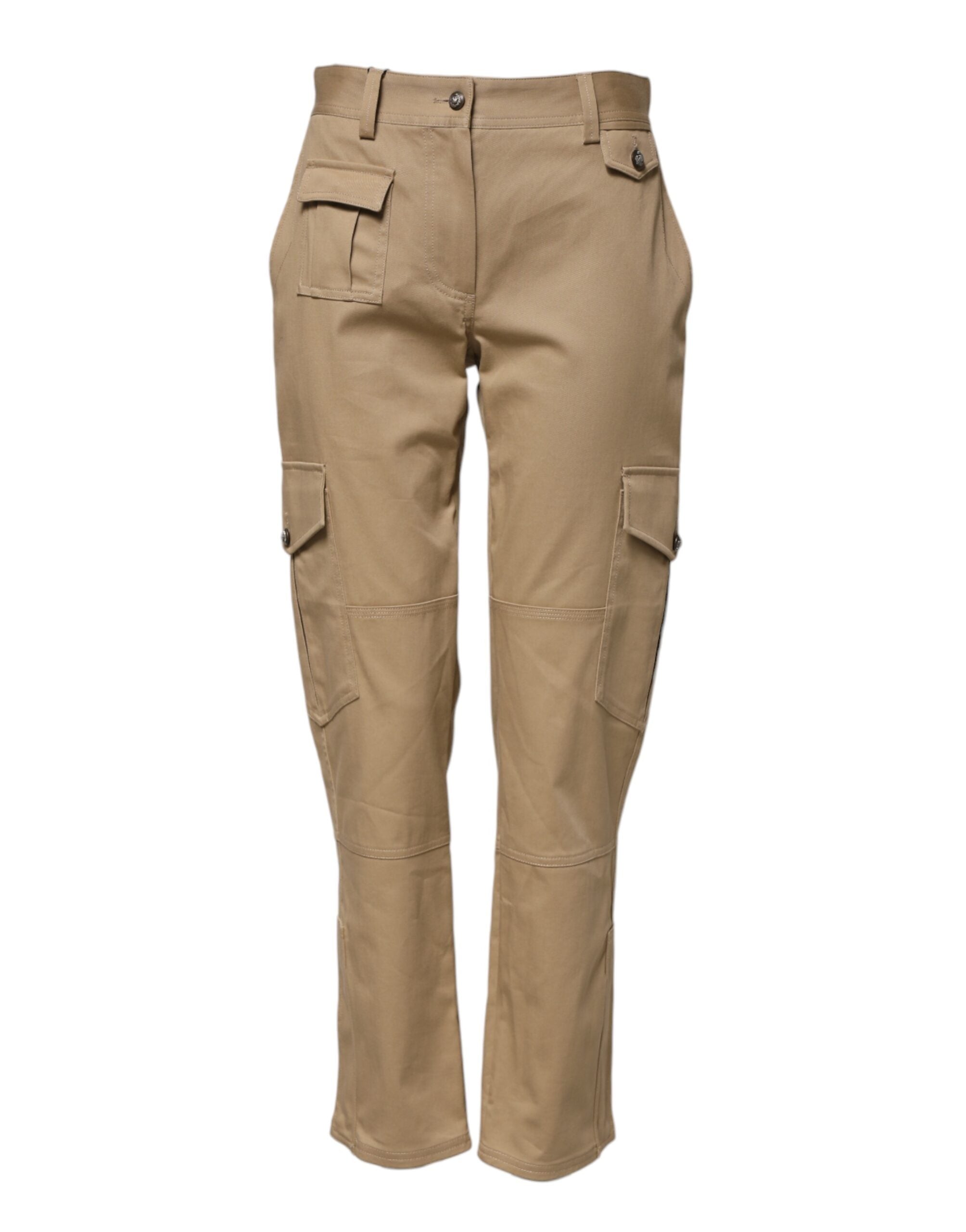 Dolce & Gabbana Beige Mid Waist Cargo Tapered Women's Pants