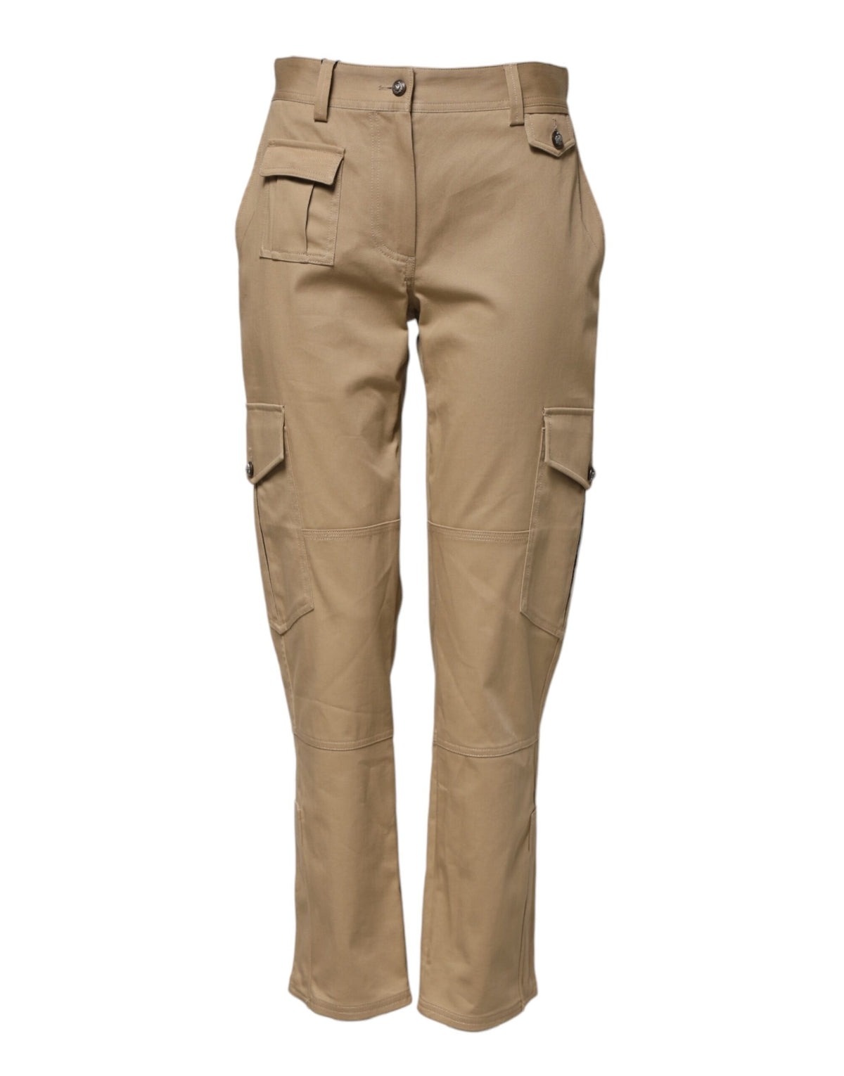 Dolce & Gabbana Beige Mid Waist Cargo Tapered Women's Pants