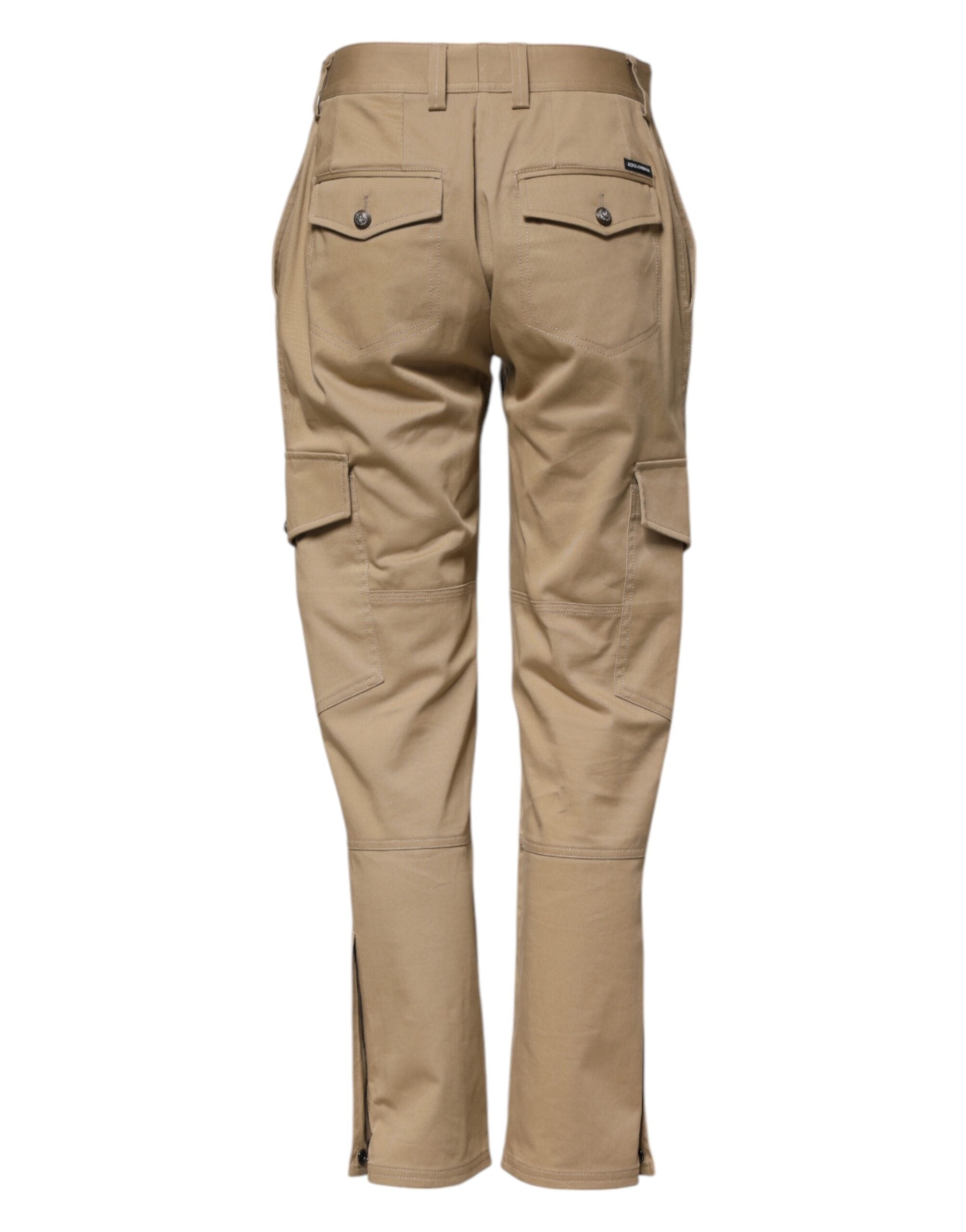 Dolce & Gabbana Beige Mid Waist Cargo Tapered Women's Pants
