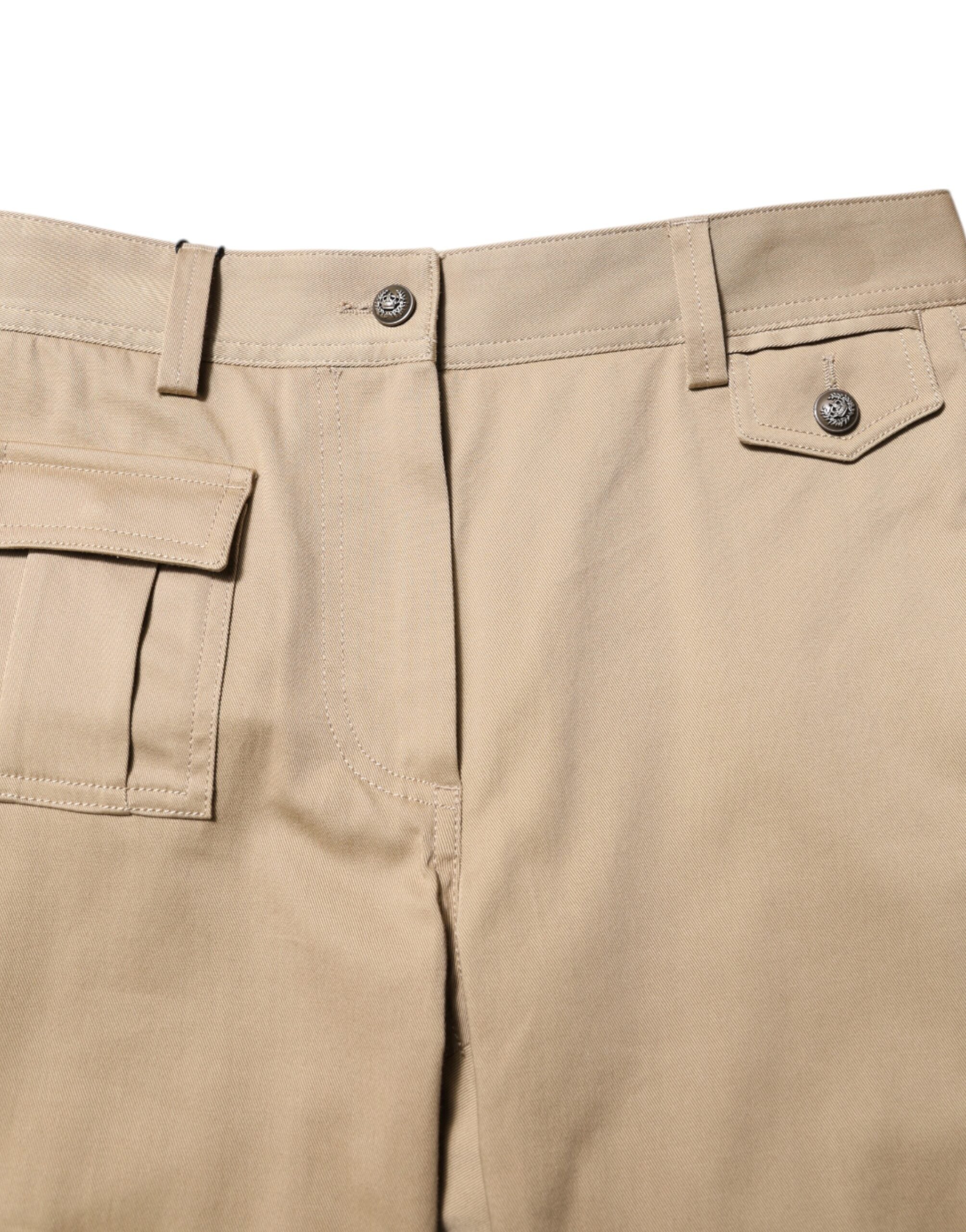 Dolce & Gabbana Beige Mid Waist Cargo Tapered Women's Pants