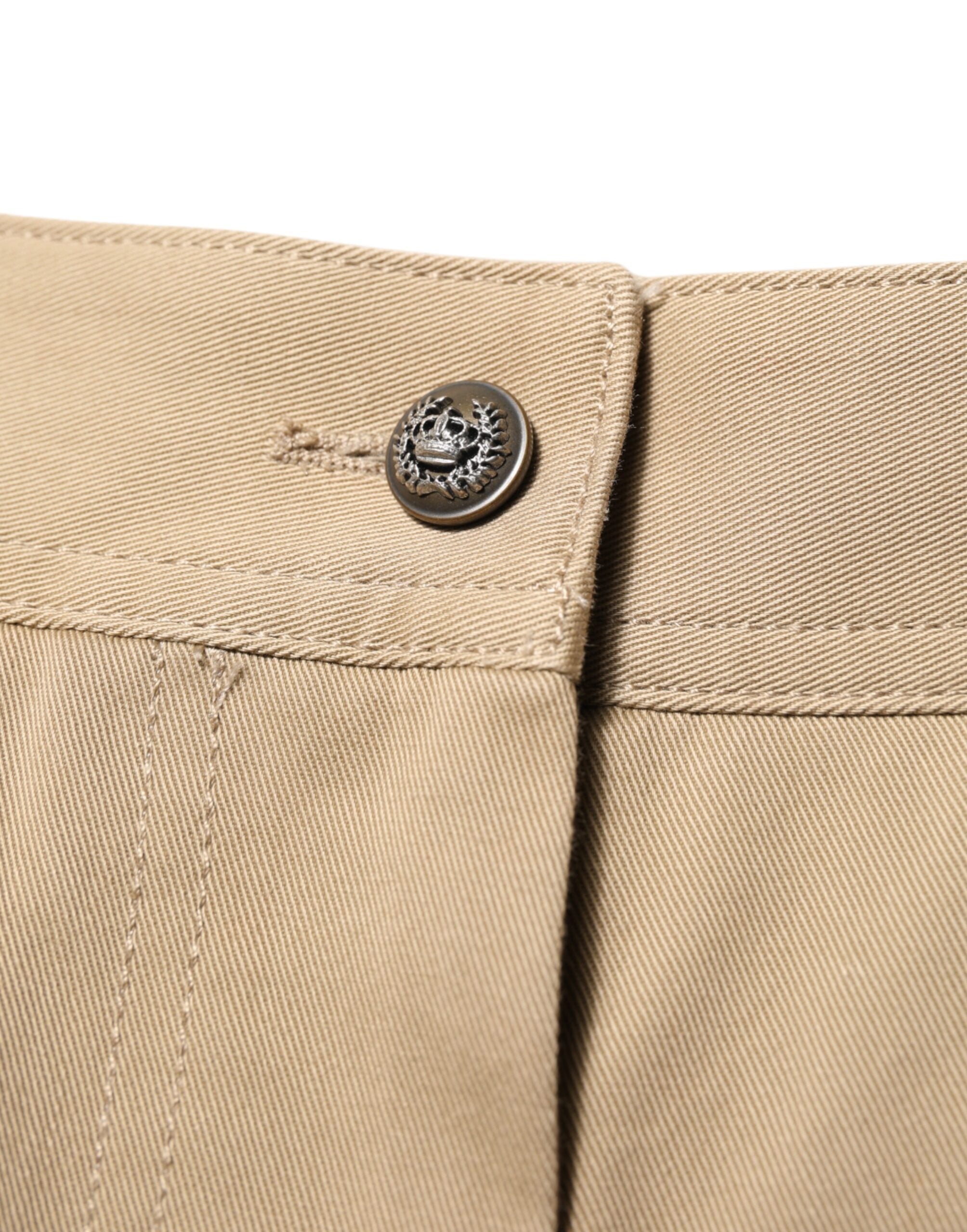 Dolce & Gabbana Beige Mid Waist Cargo Tapered Women's Pants