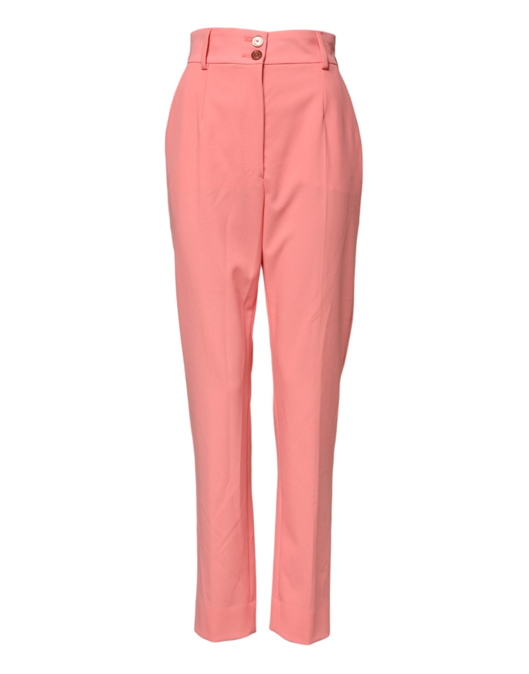 Dolce & Gabbana Pink High Waist Tapered Dress Women's Pants