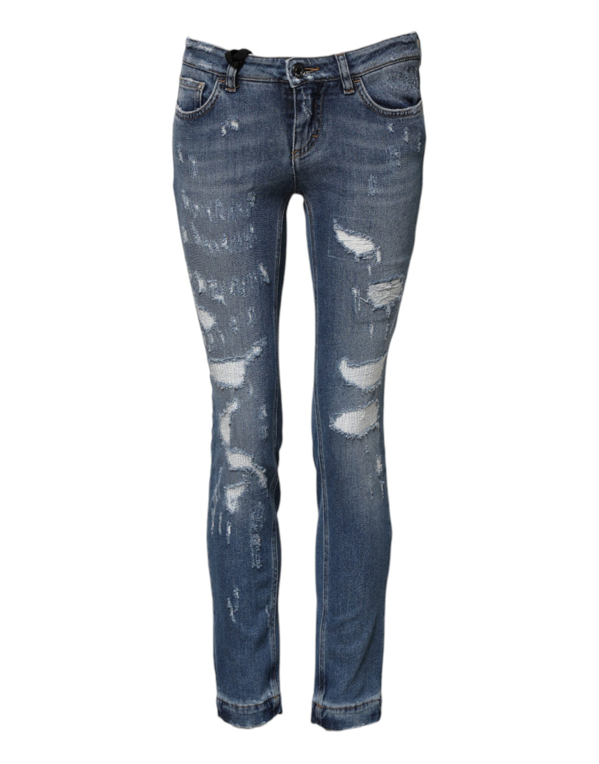 Dolce & Gabbana Blue PRETTY Tattered Skinny Denim Women's Jeans
