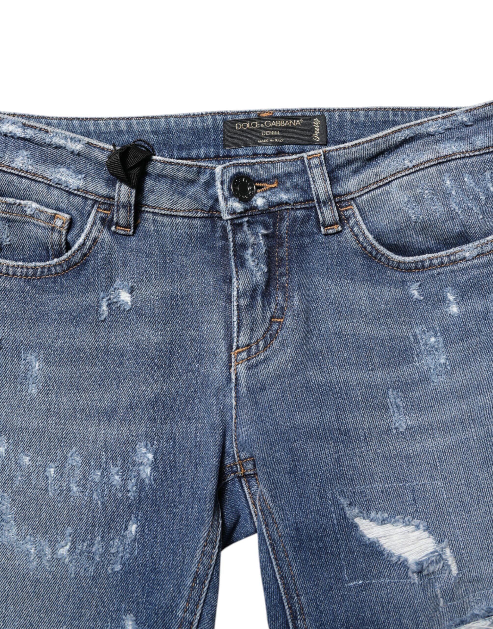 Dolce & Gabbana Blue PRETTY Tattered Skinny Denim Women's Jeans