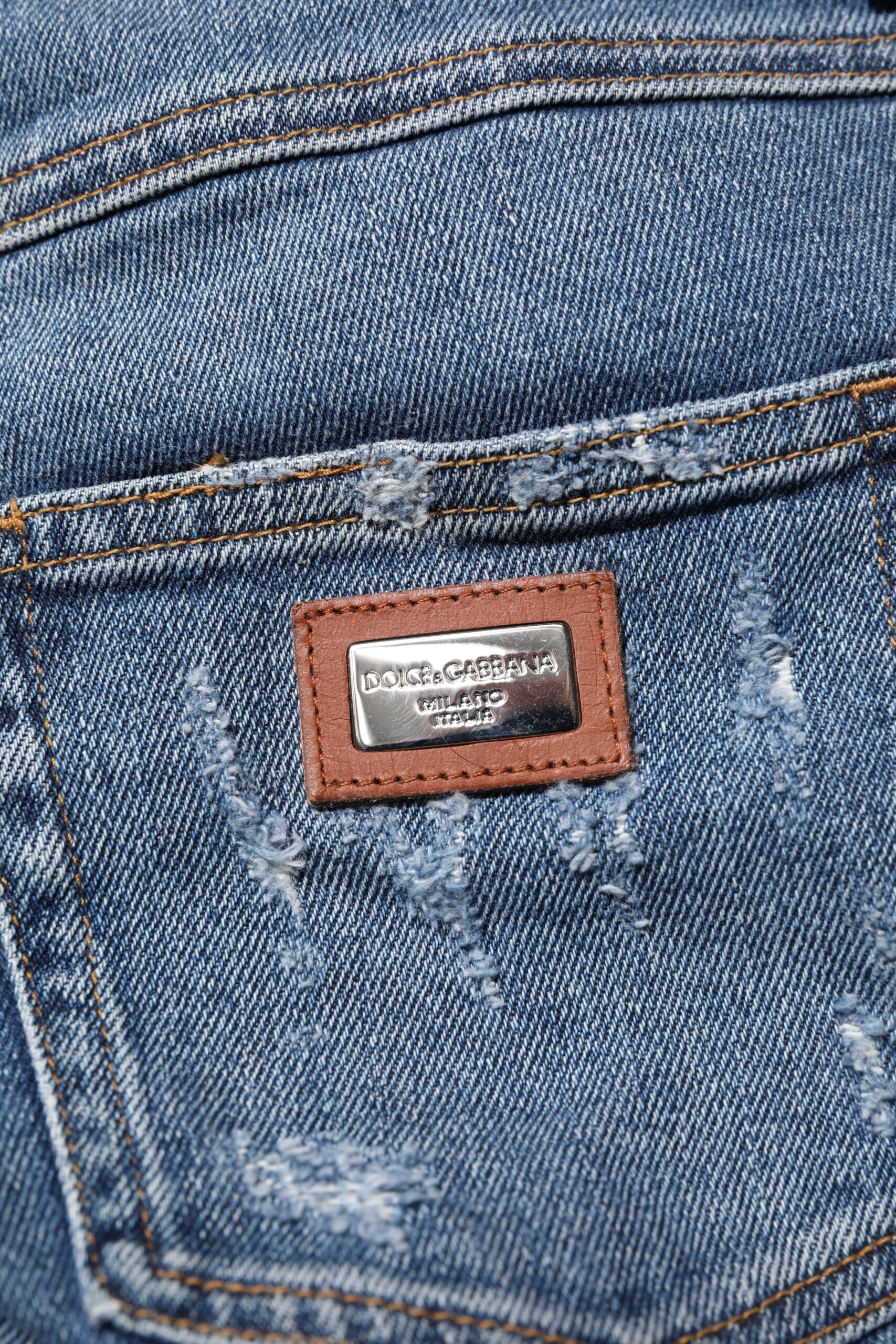 Dolce & Gabbana Blue PRETTY Tattered Skinny Denim Women's Jeans