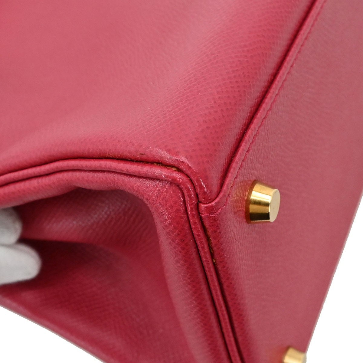 Hermes Kelly Red Courchevel With Gold Hardware Red Calfskin Handbag (Pre-Owned)