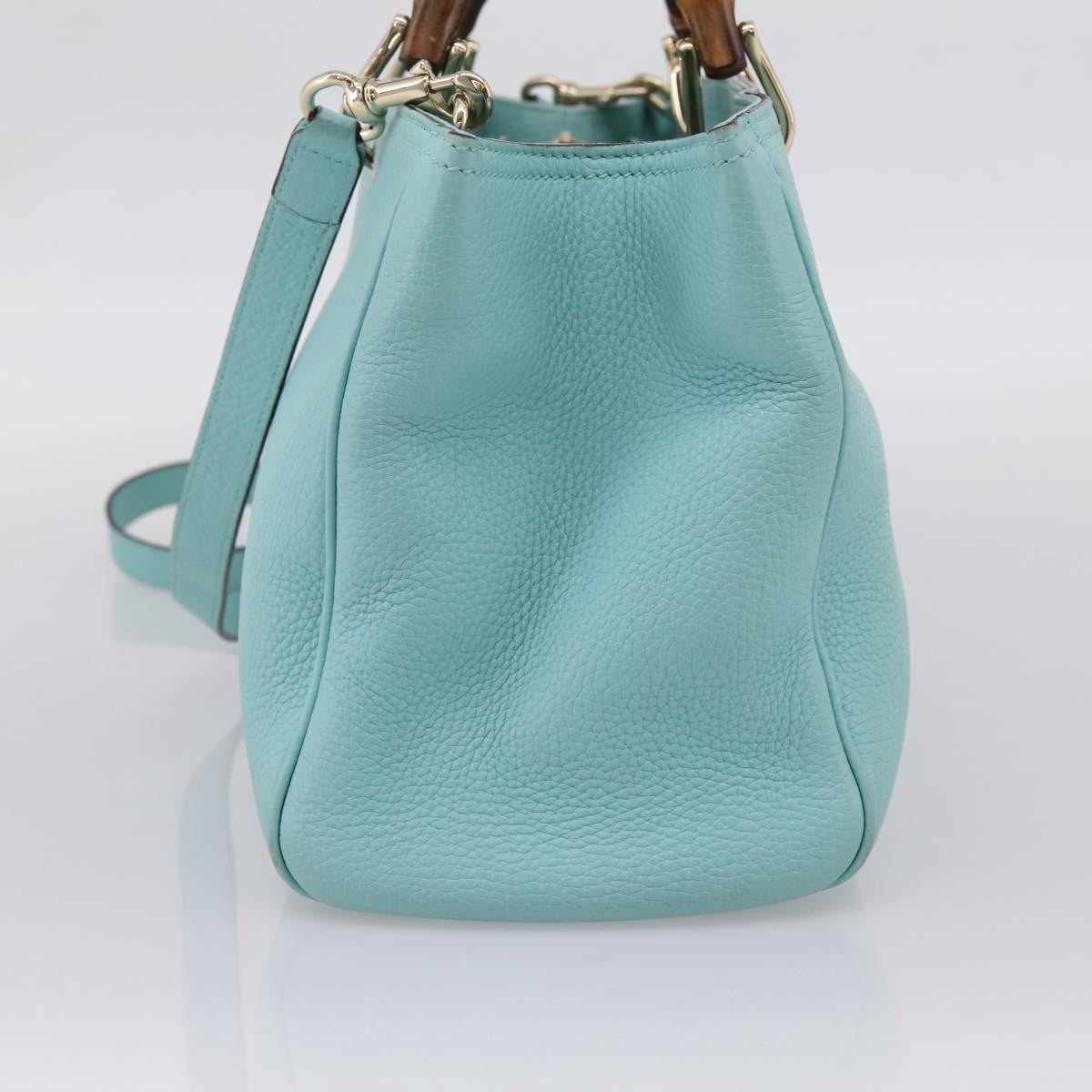 Gucci Bamboo Shopper Leather Blue Leather Tote Bag Bag (Pre-Owned)