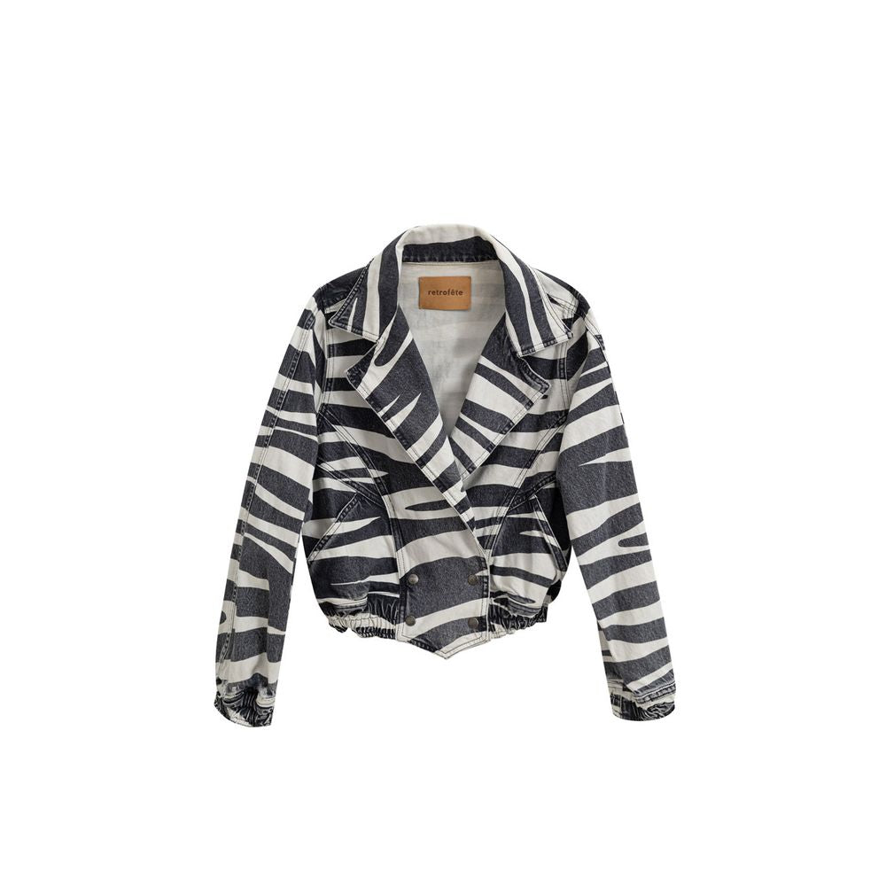Retrofête Black And White Cotton Women's Blazer