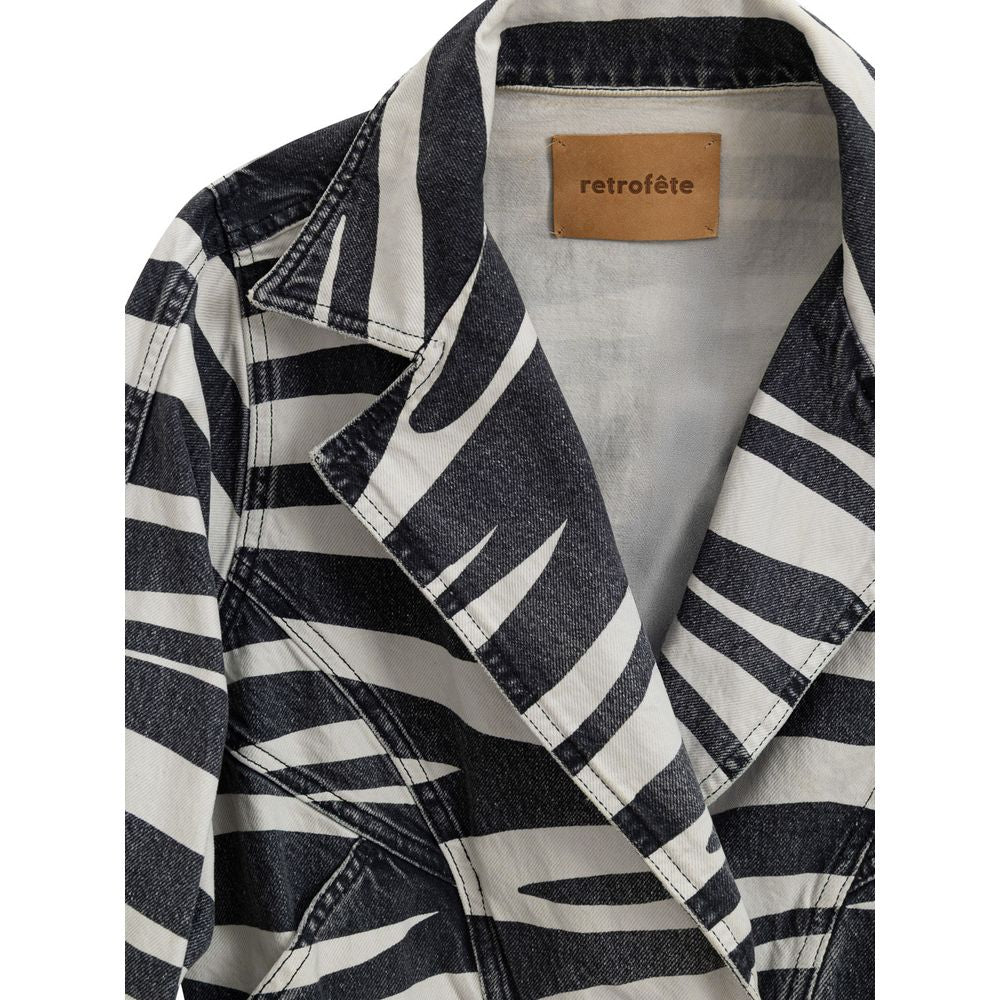Retrofête Black And White Cotton Women's Blazer
