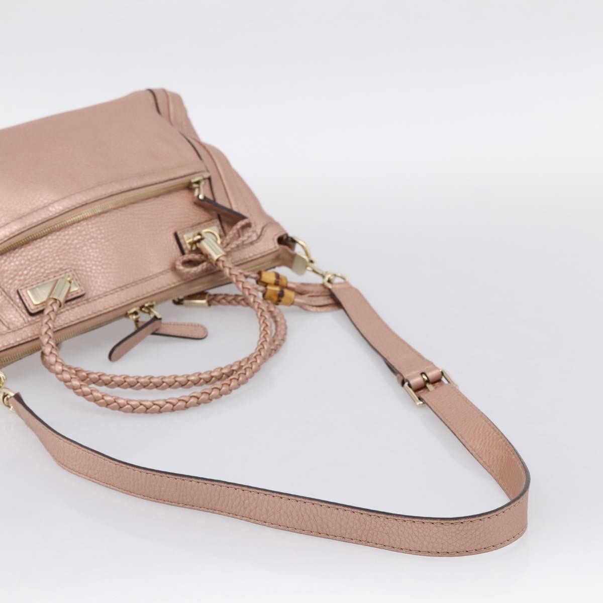 Gucci Bella Convertible Top Handle Leather Pink Leather Handbag (Pre-Owned)
