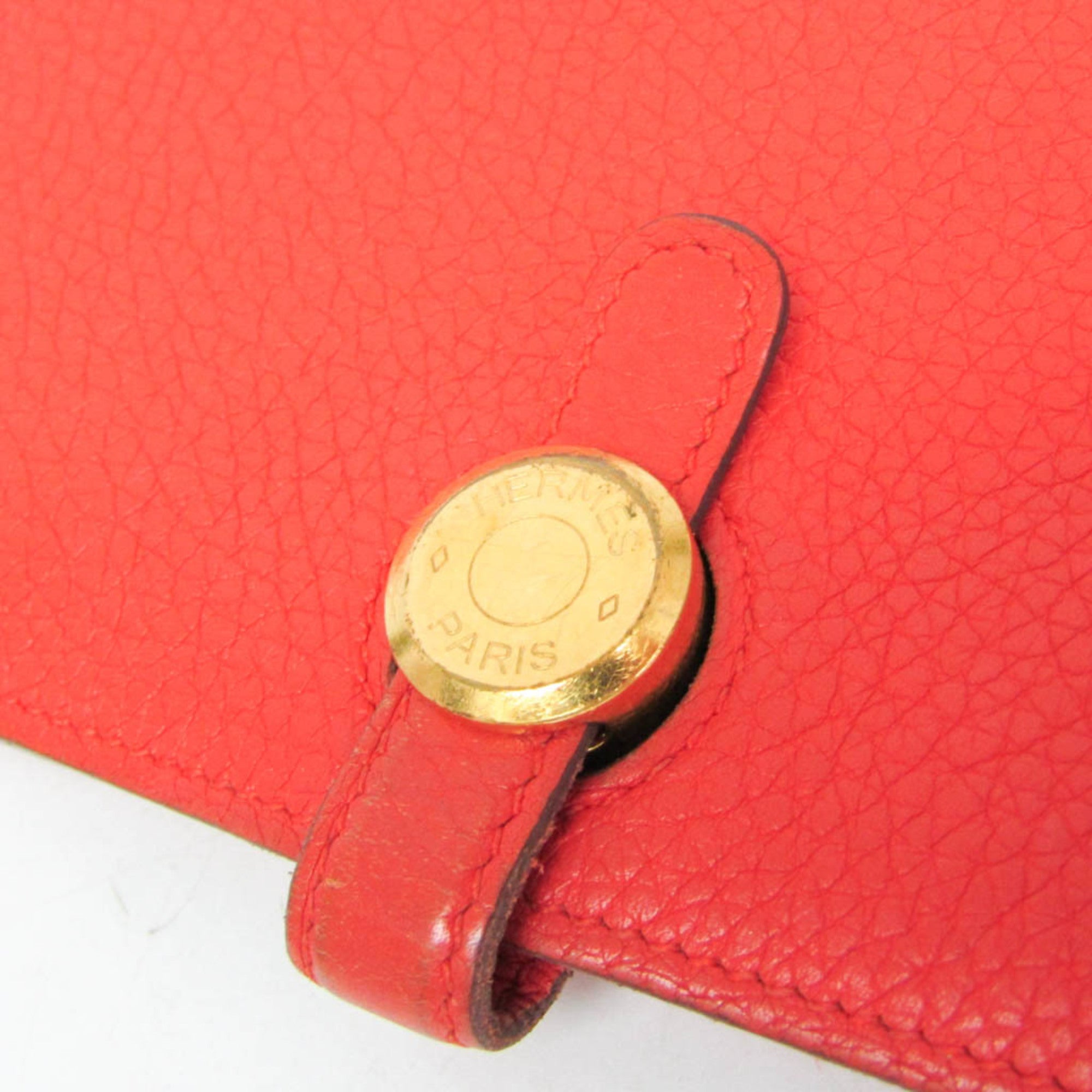 Hermes Dogon Duo Combined Leather Red Leather Wallets Accessory (Pre-Owned)