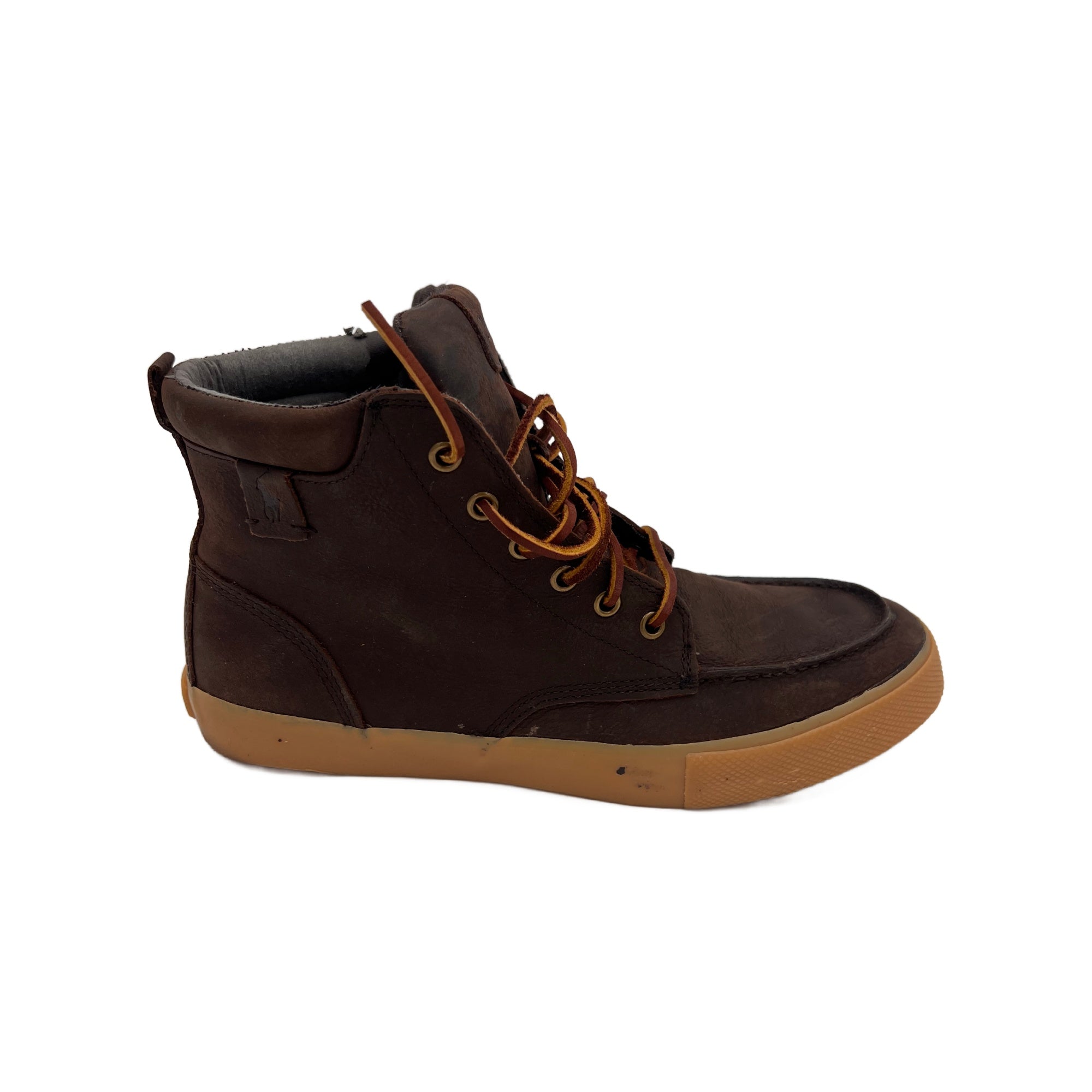 Polo Ralph Lauren Men's Tedd Dark Brown Leather High Top Sneaker With Logo (9.5 US) (Pre-Owned)