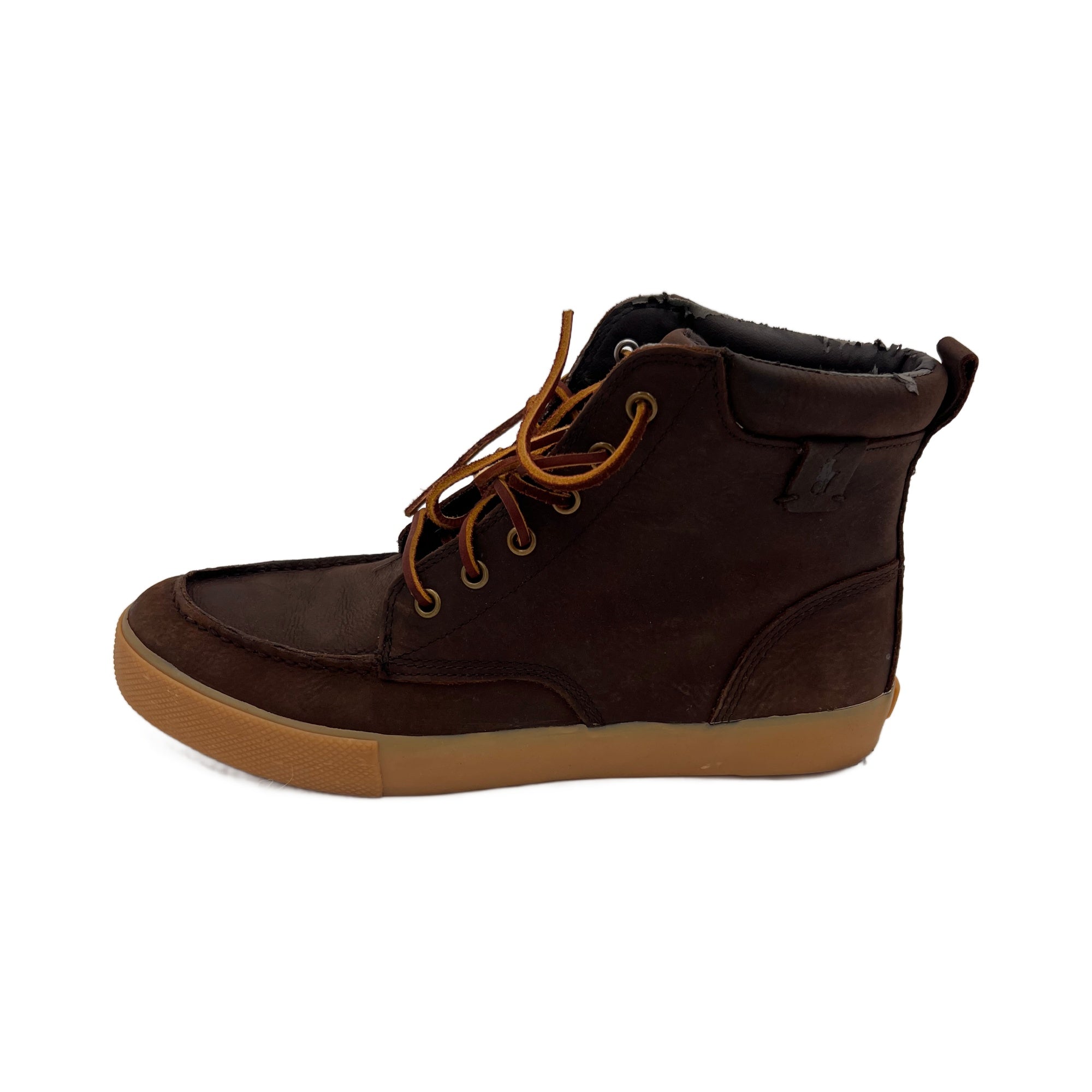 Polo Ralph Lauren Men's Tedd Dark Brown Leather High Top Sneaker With Logo (9.5 US) (Pre-Owned)