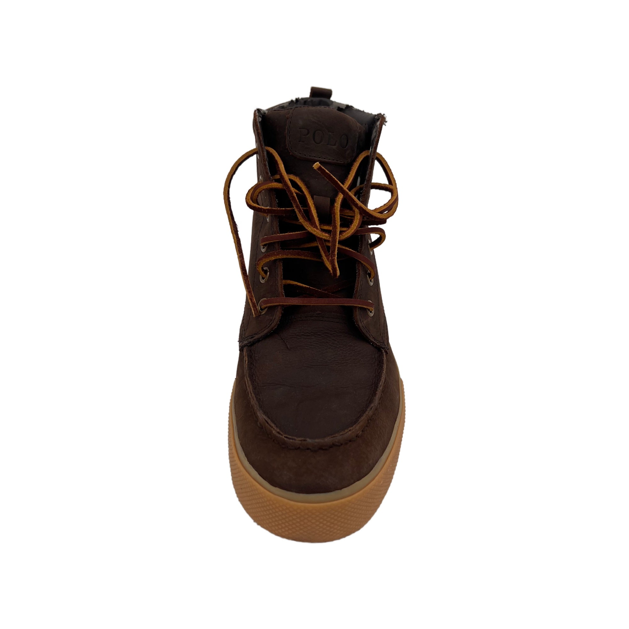 Polo Ralph Lauren Men's Tedd Dark Brown Leather High Top Sneaker With Logo (9.5 US) (Pre-Owned)