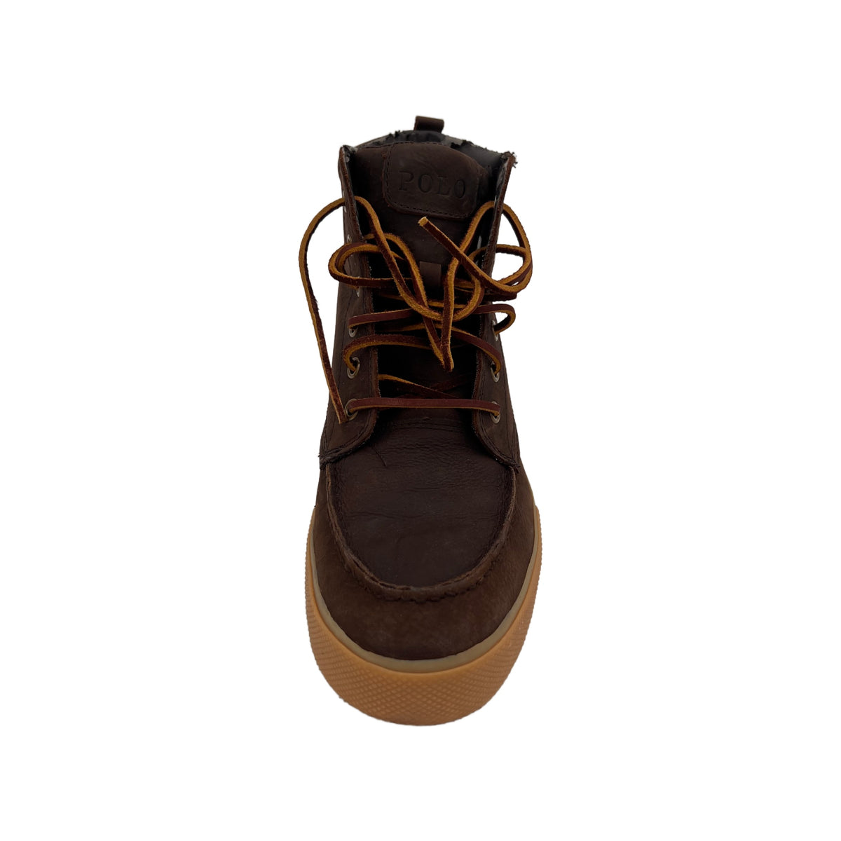 Polo Ralph Lauren Men's Tedd Dark Brown Leather High Top Sneaker With Logo (9.5 US) (Pre-Owned)