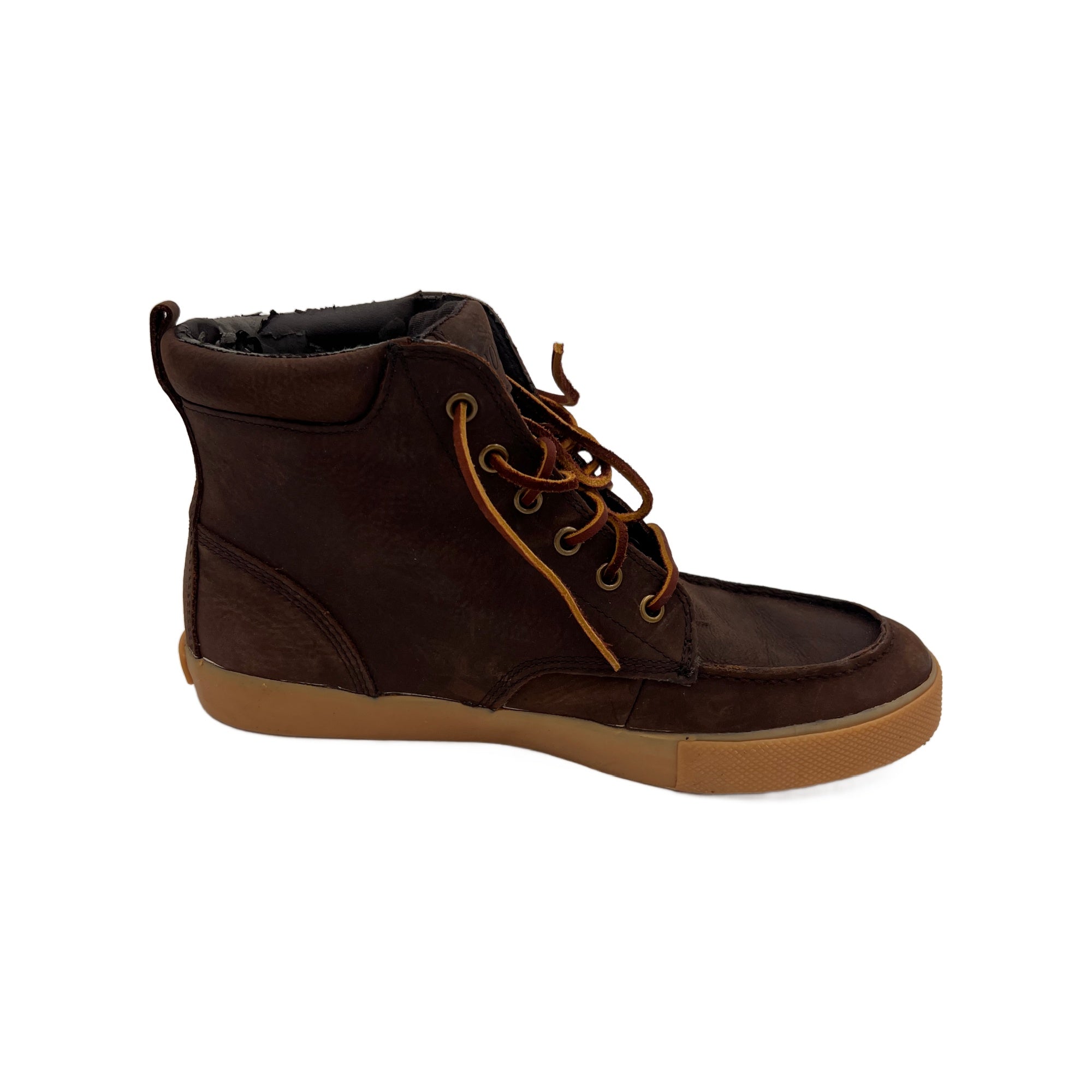 Polo Ralph Lauren Men's Tedd Dark Brown Leather High Top Sneaker With Logo (9.5 US) (Pre-Owned)