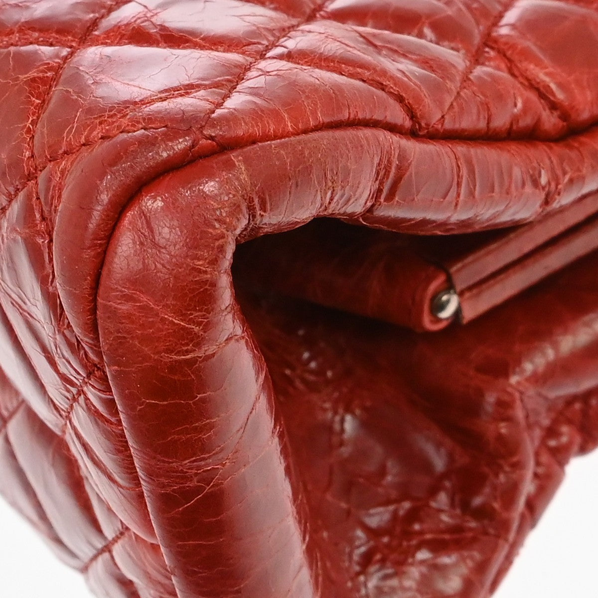 Chanel Just Mademoiselle Quilted Aged Calfskin Red Leather Shoulder Bag Bag (Pre-Owned)