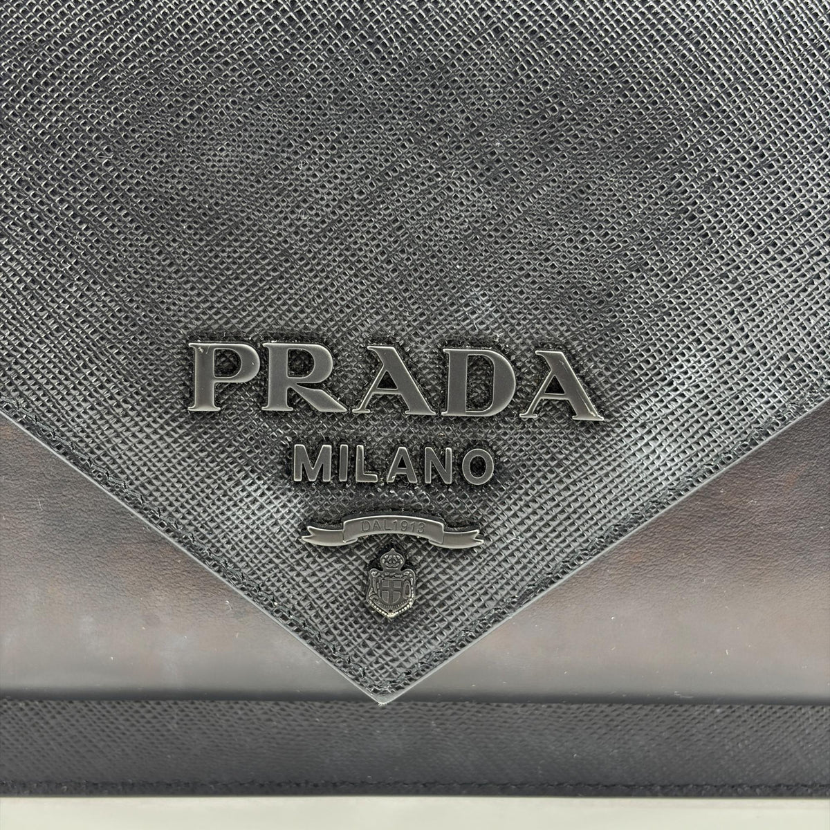 Prada Envelope Clutch Saffiano Leather Black Leather Clutche & Pouche Bag (Pre-Owned)